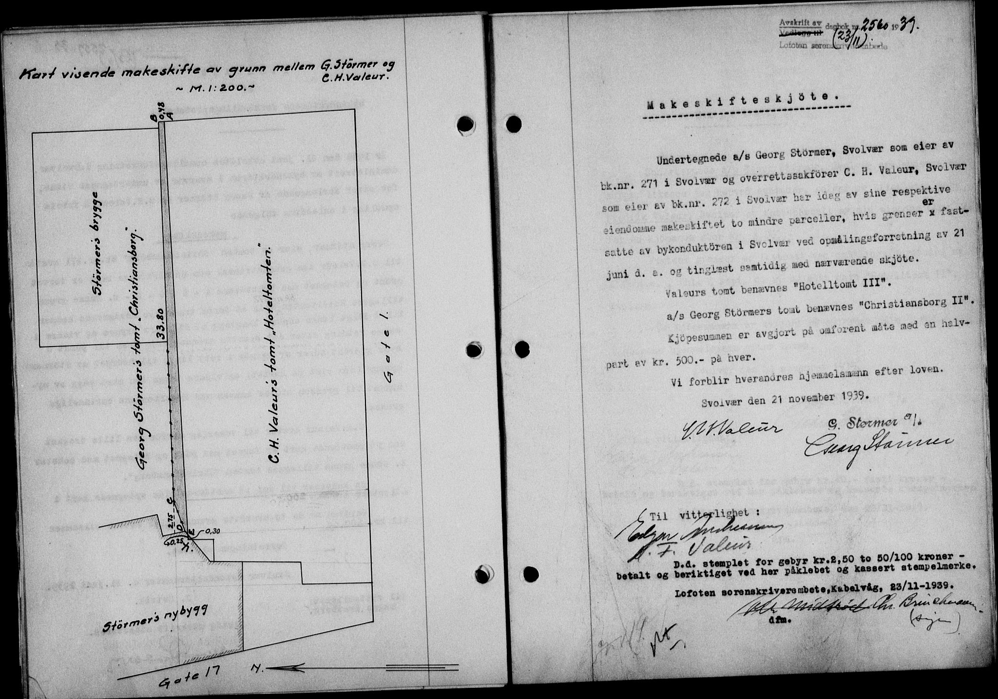 Lofoten sorenskriveri, SAT/A-0017/1/2/2C/L0006a: Mortgage book no. 6a, 1939-1939, Diary no: : 2560/1939