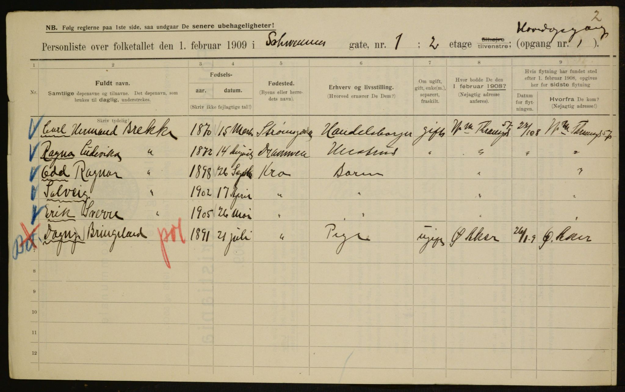 OBA, Municipal Census 1909 for Kristiania, 1909, p. 84131