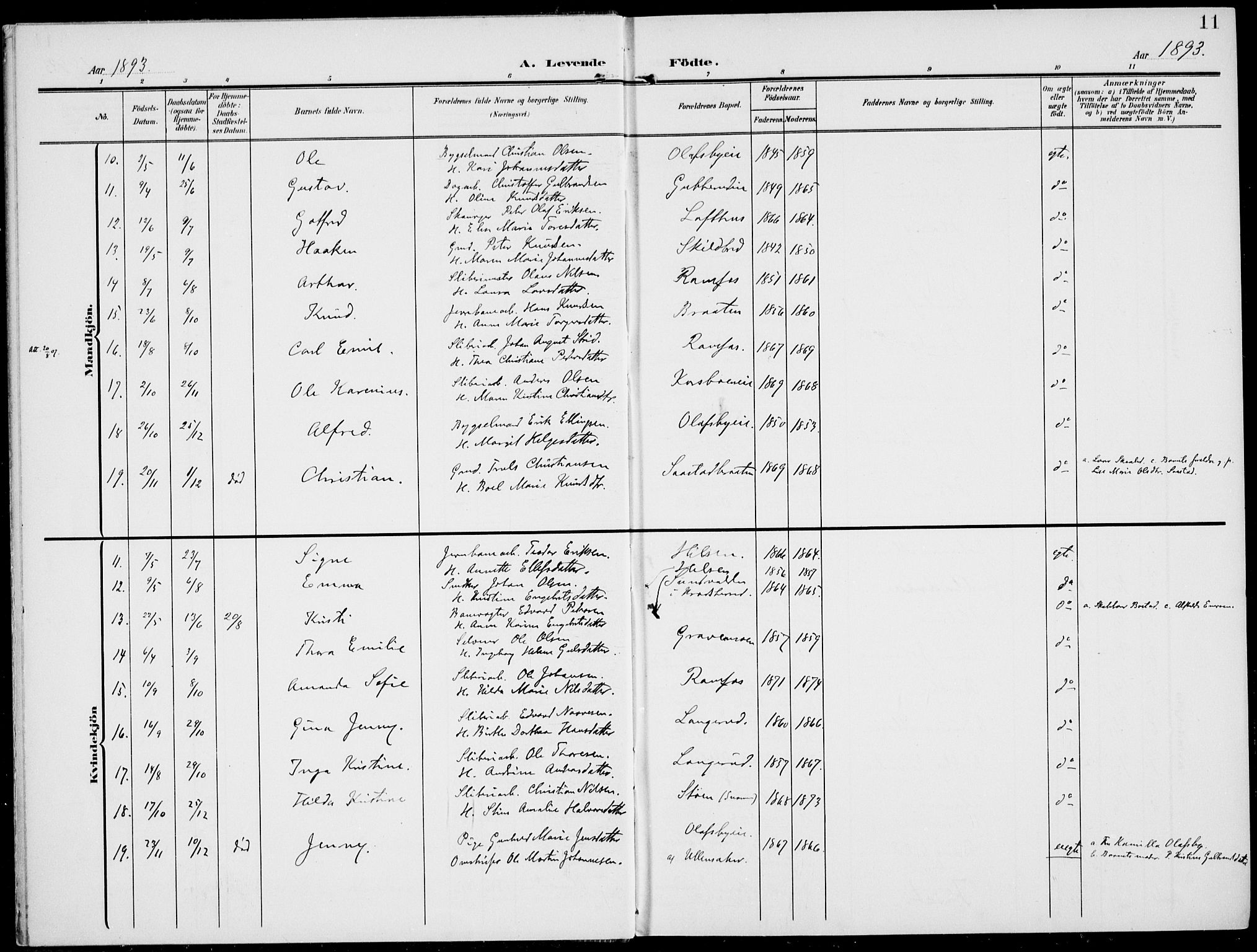 Modum kirkebøker, AV/SAKO-A-234/F/Fa/L0019: Parish register (official) no. 19, 1890-1914, p. 11