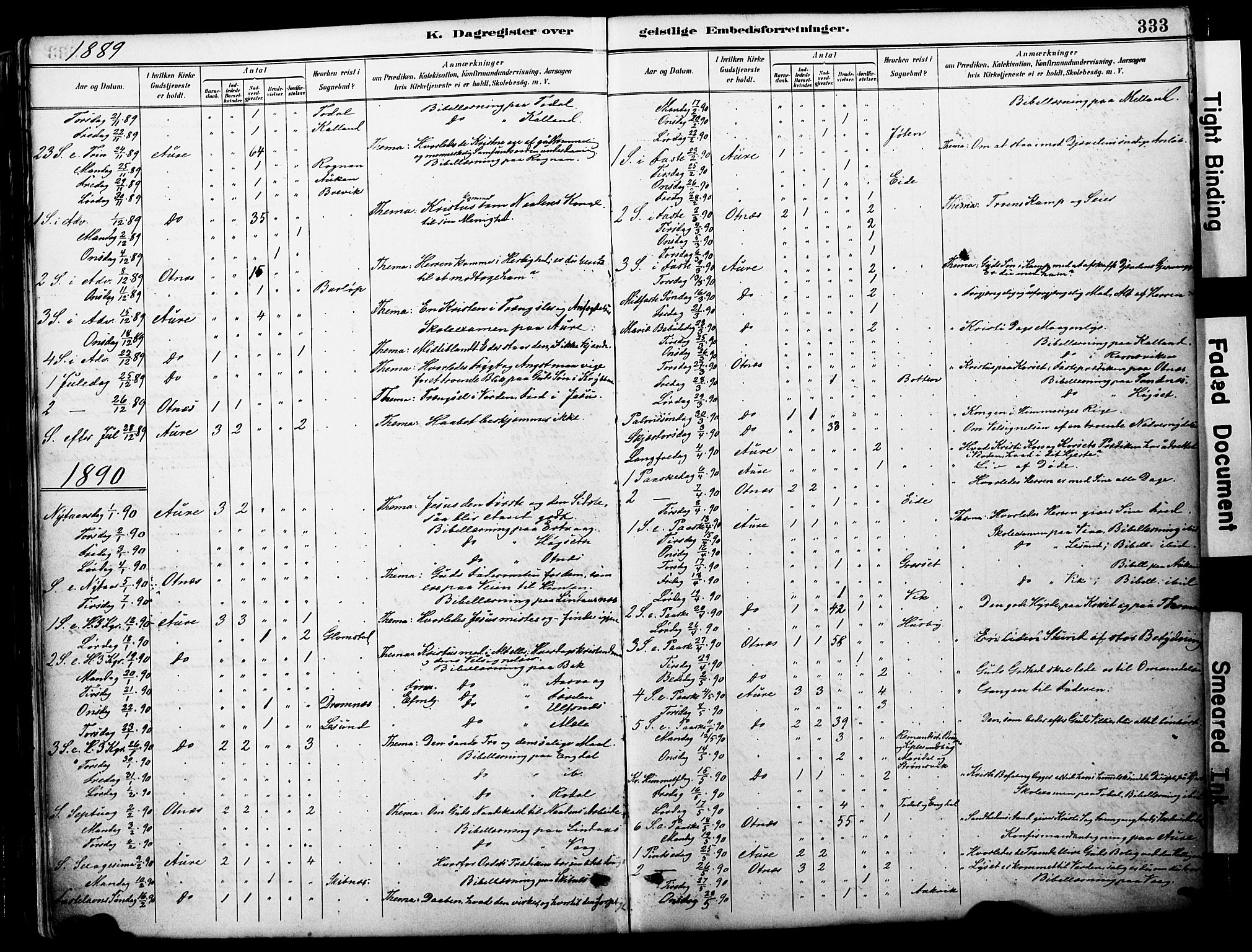 Ministerialprotokoller, klokkerbøker og fødselsregistre - Møre og Romsdal, AV/SAT-A-1454/578/L0907: Parish register (official) no. 578A06, 1887-1904, p. 333