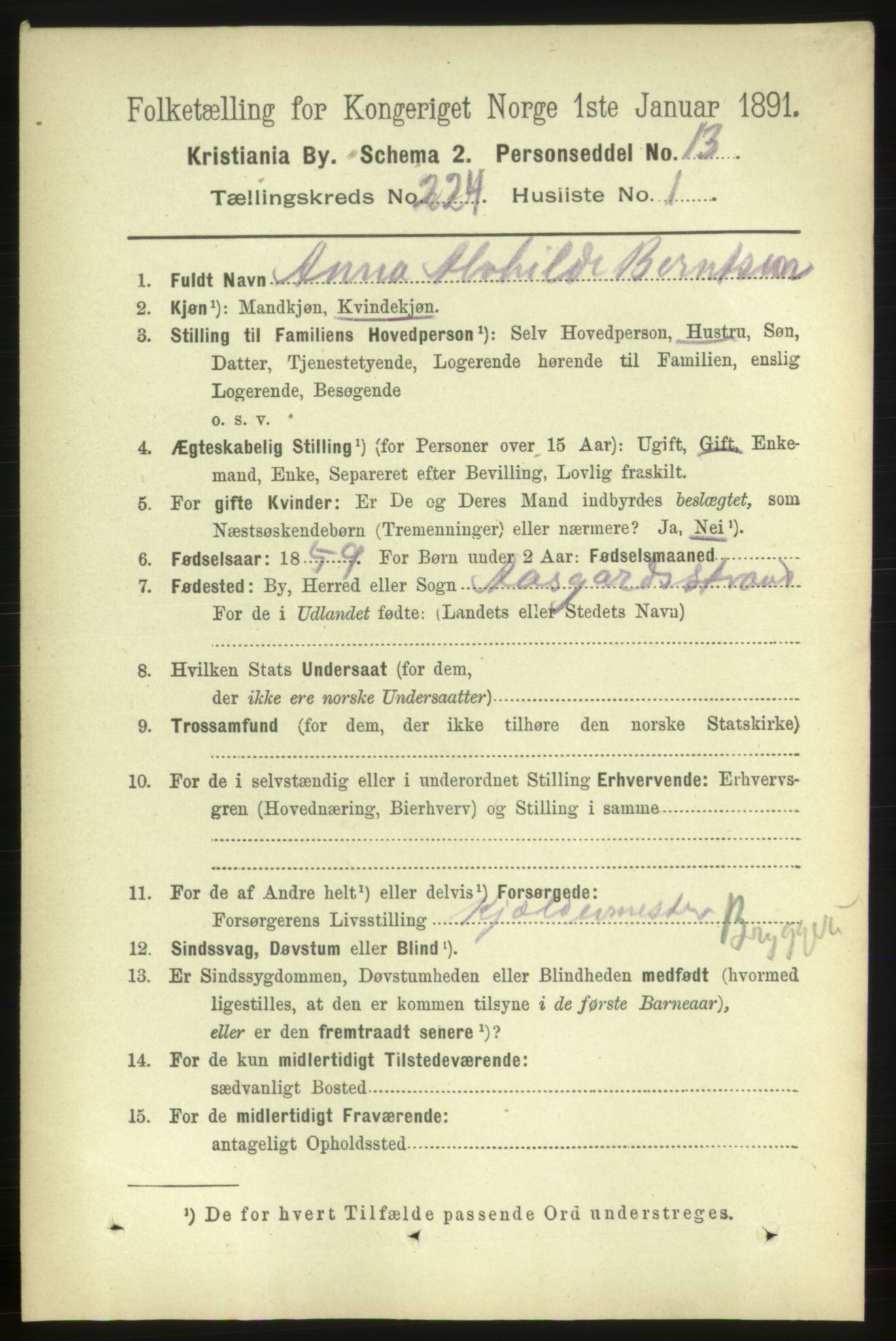 RA, 1891 census for 0301 Kristiania, 1891, p. 135336