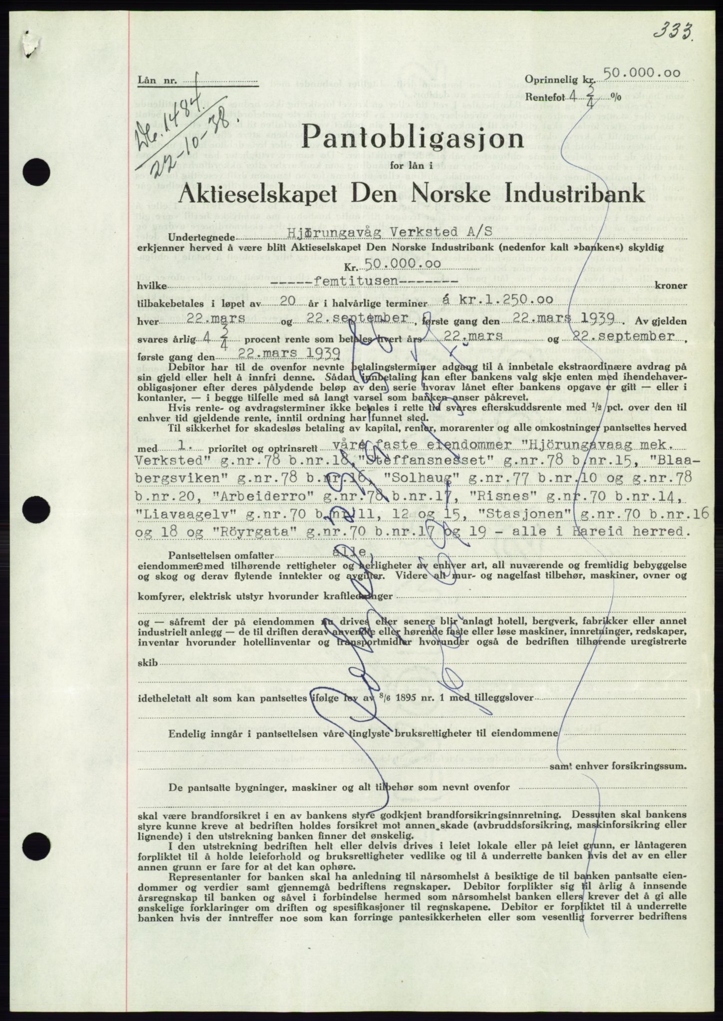 Søre Sunnmøre sorenskriveri, AV/SAT-A-4122/1/2/2C/L0066: Mortgage book no. 60, 1938-1938, Diary no: : 1484/1938