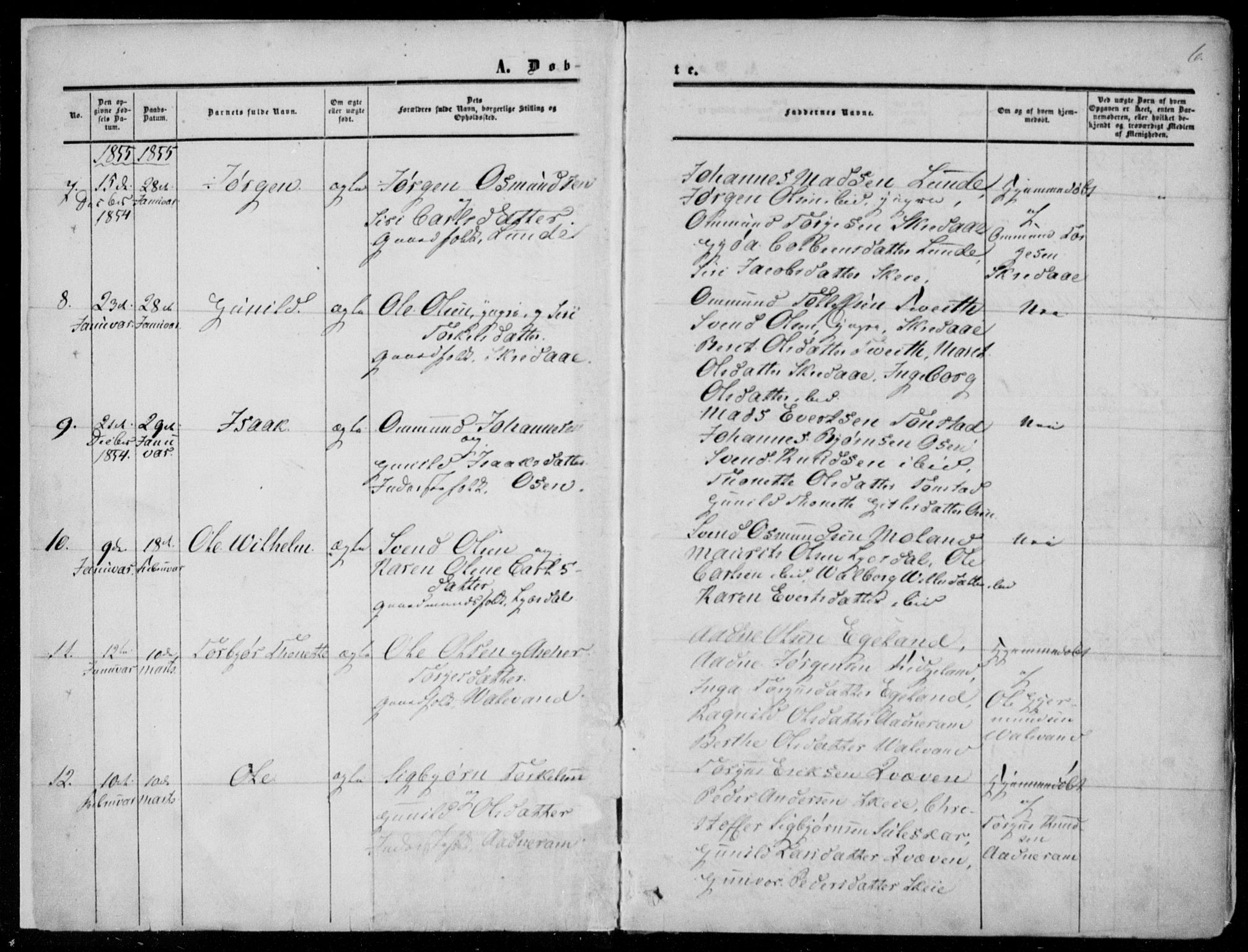 Sirdal sokneprestkontor, AV/SAK-1111-0036/F/Fa/Fab/L0002: Parish register (official) no. A 2, 1855-1874, p. 6