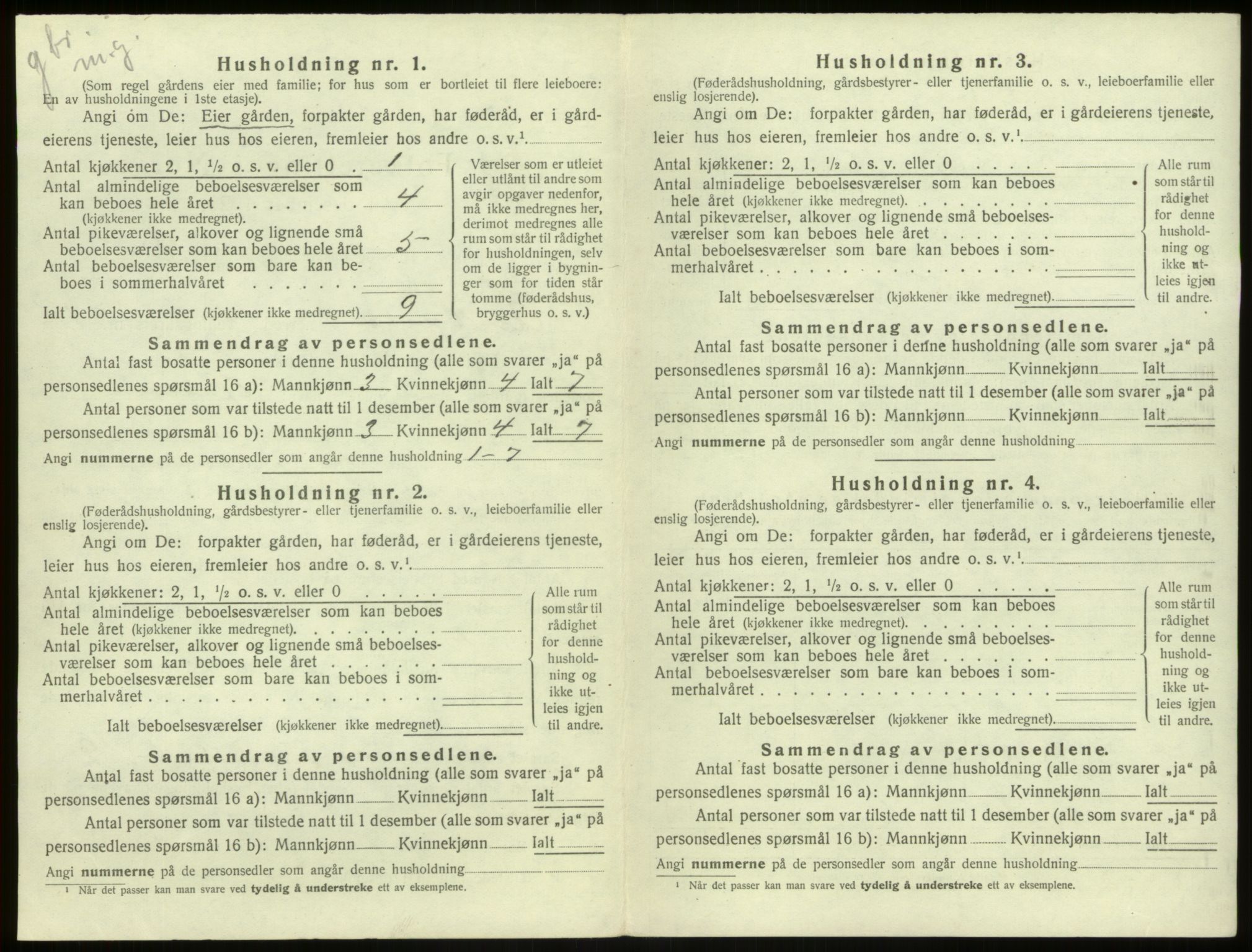 SAB, 1920 census for Aurland, 1920, p. 333