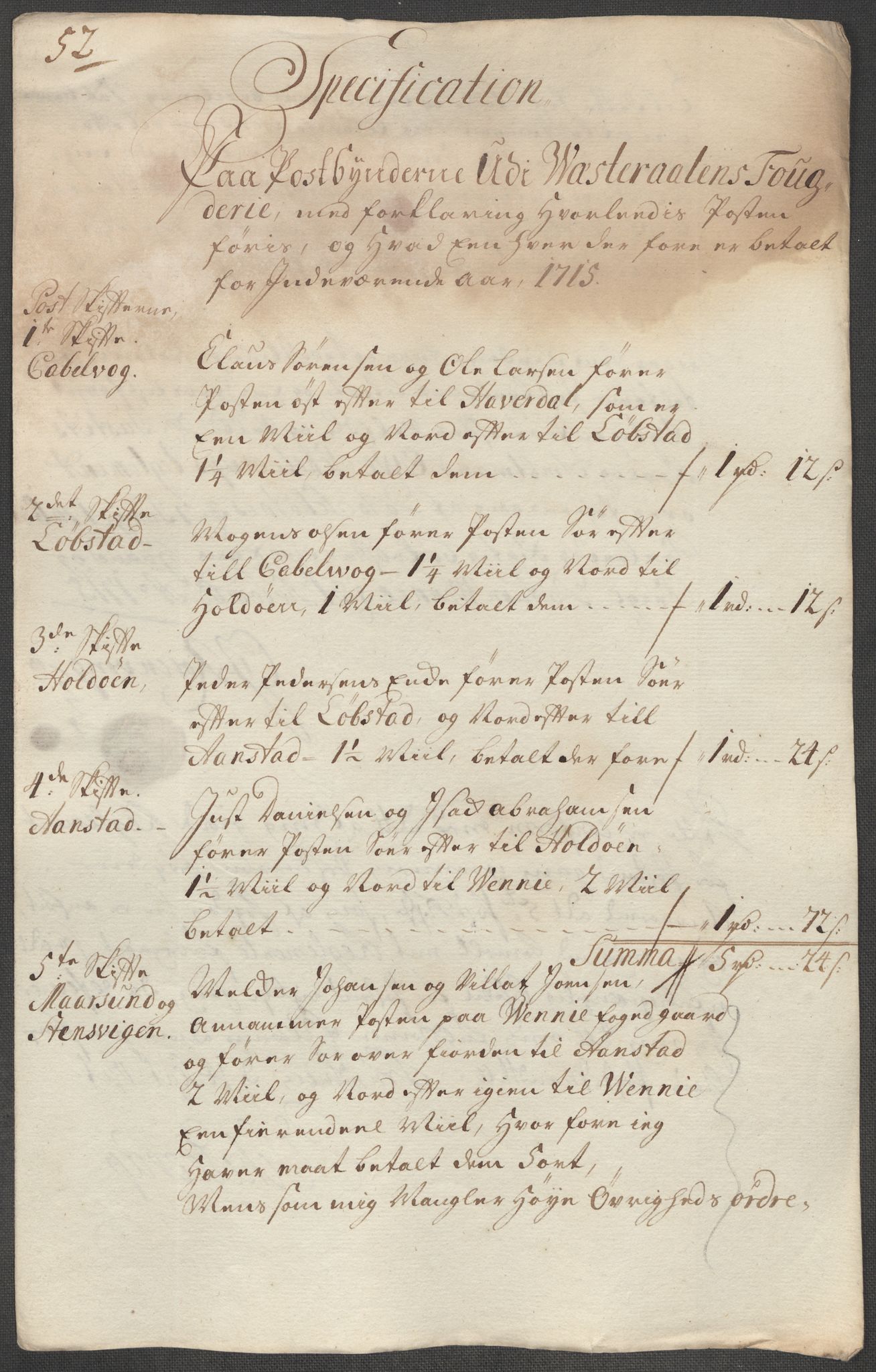 Rentekammeret inntil 1814, Reviderte regnskaper, Fogderegnskap, RA/EA-4092/R67/L4681: Fogderegnskap Vesterålen, Andenes og Lofoten, 1715, p. 234
