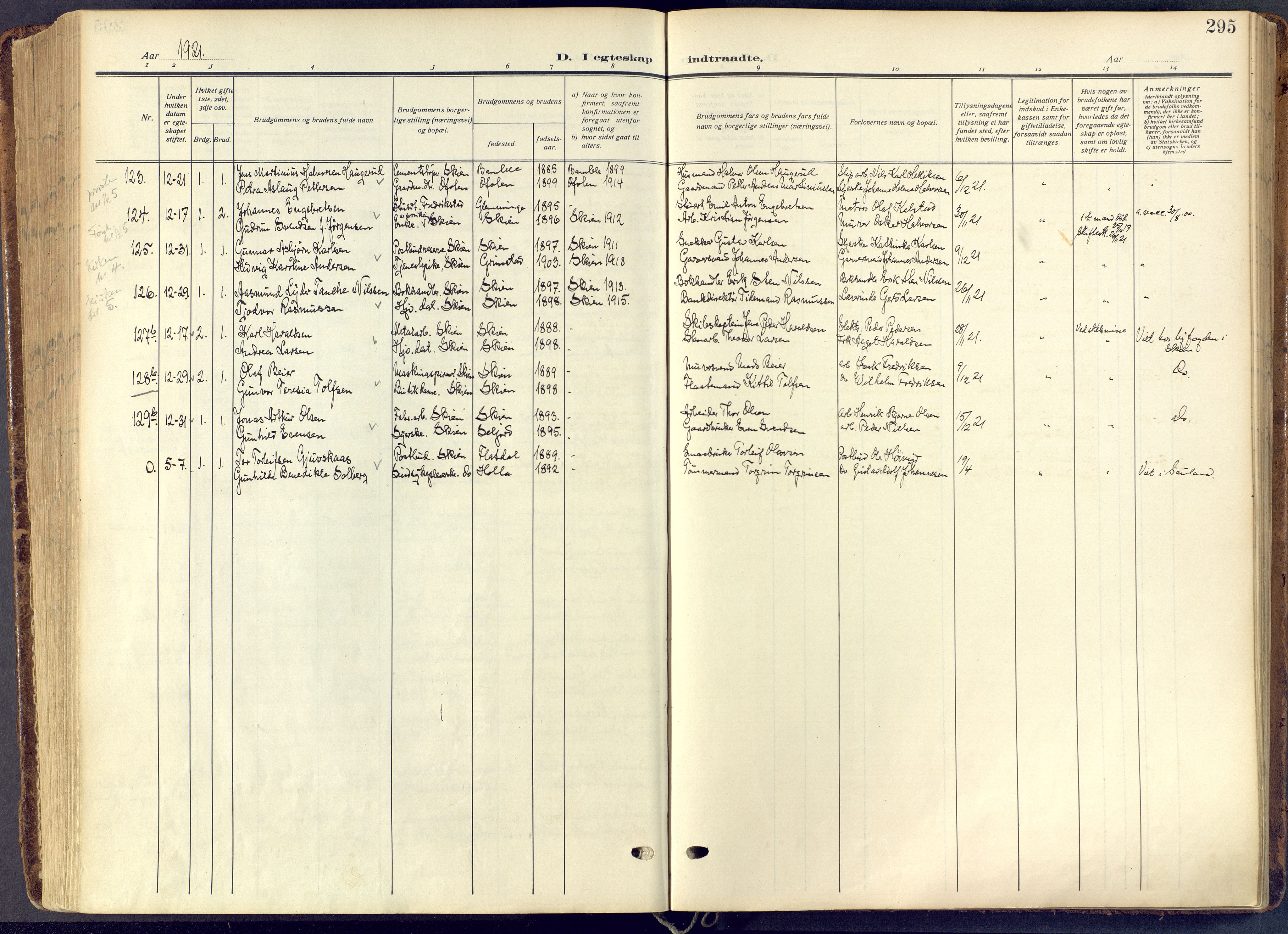 Skien kirkebøker, AV/SAKO-A-302/F/Fa/L0013: Parish register (official) no. 13, 1915-1921, p. 295