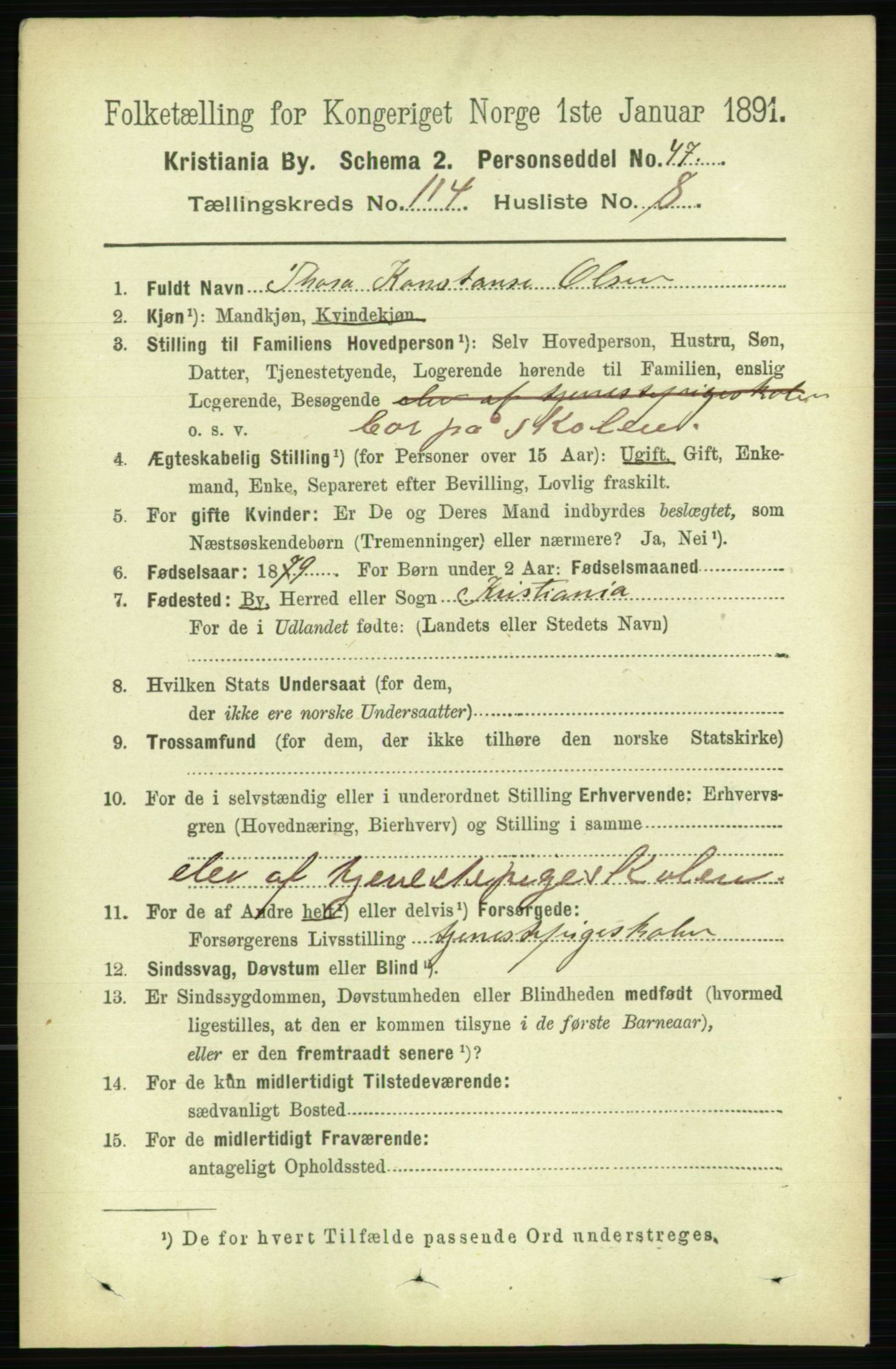 RA, 1891 census for 0301 Kristiania, 1891, p. 60990