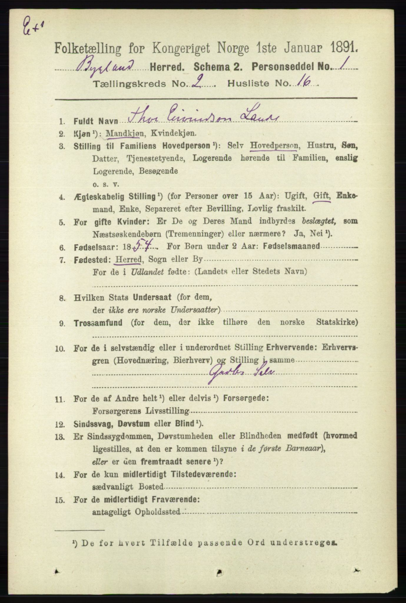 RA, Census 1891 for Nedenes amt: Gjenparter av personsedler for beslektede ektefeller, menn, 1891, p. 1019