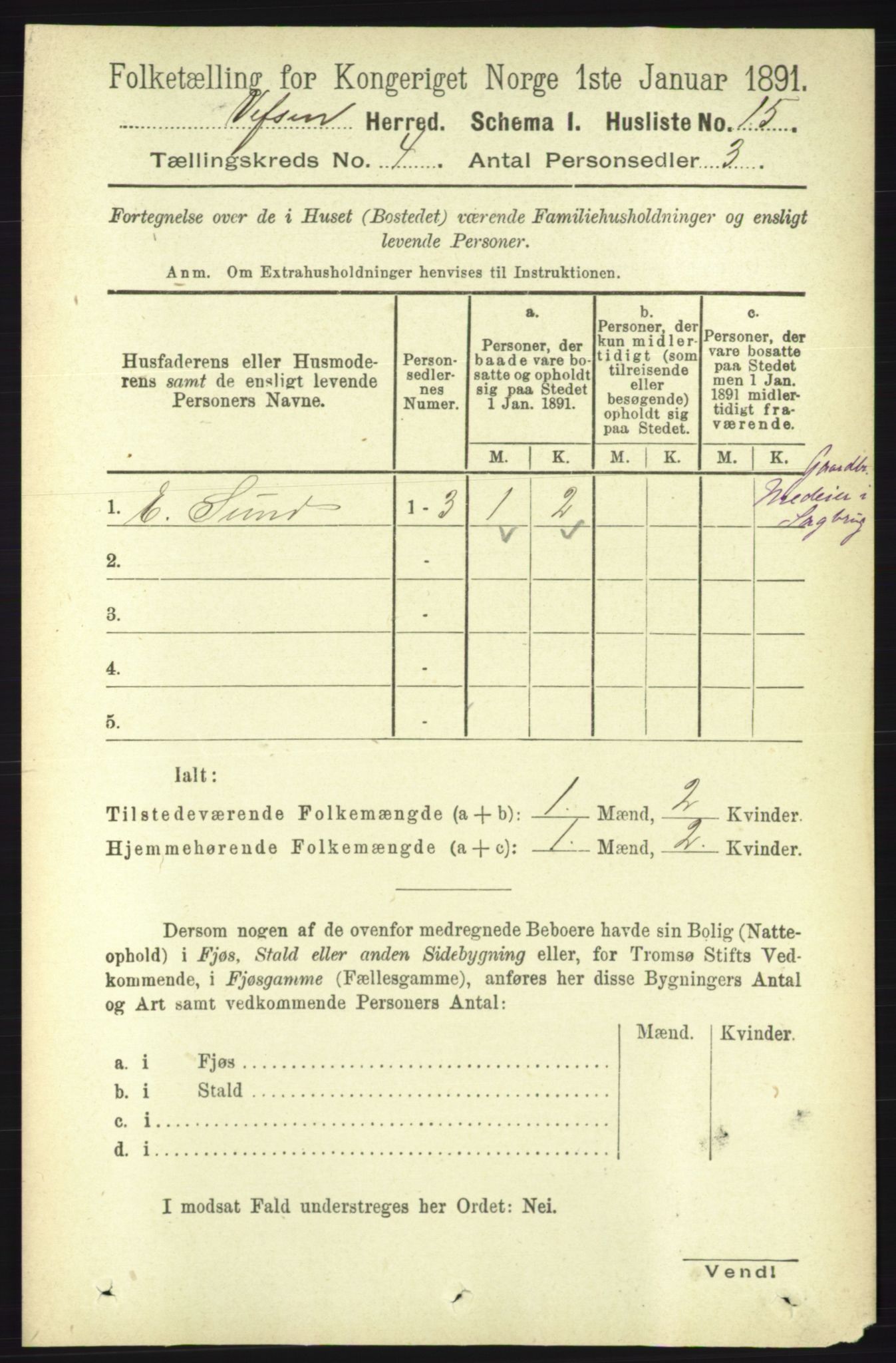 RA, 1891 census for 1824 Vefsn, 1891, p. 1577