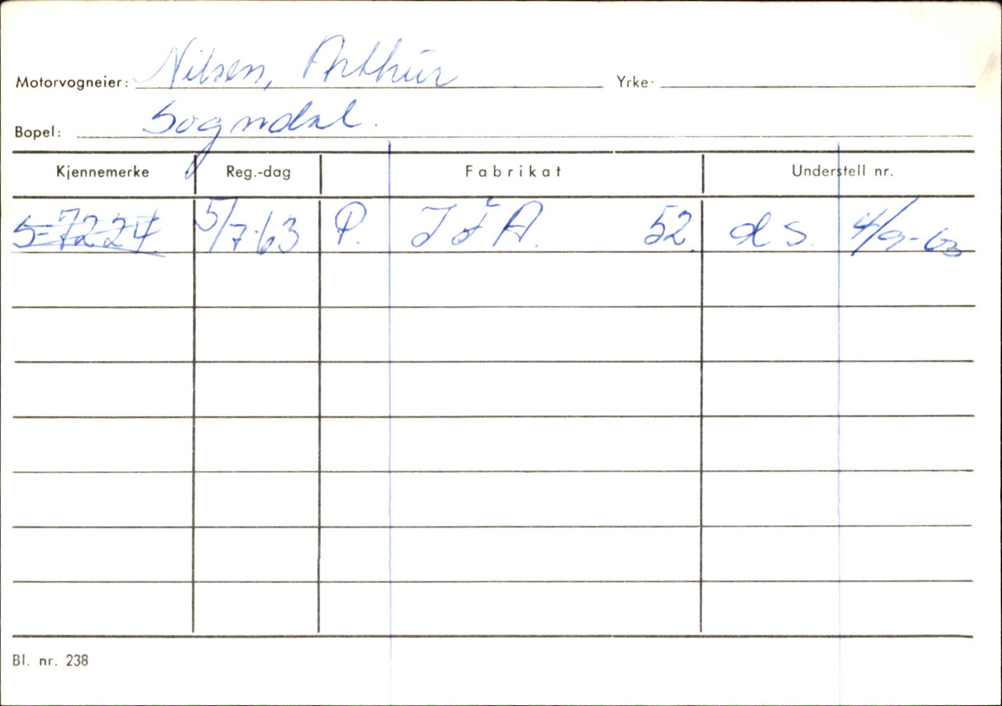 Statens vegvesen, Sogn og Fjordane vegkontor, SAB/A-5301/4/F/L0124: Eigarregister Sogndal A-U, 1945-1975, p. 1832