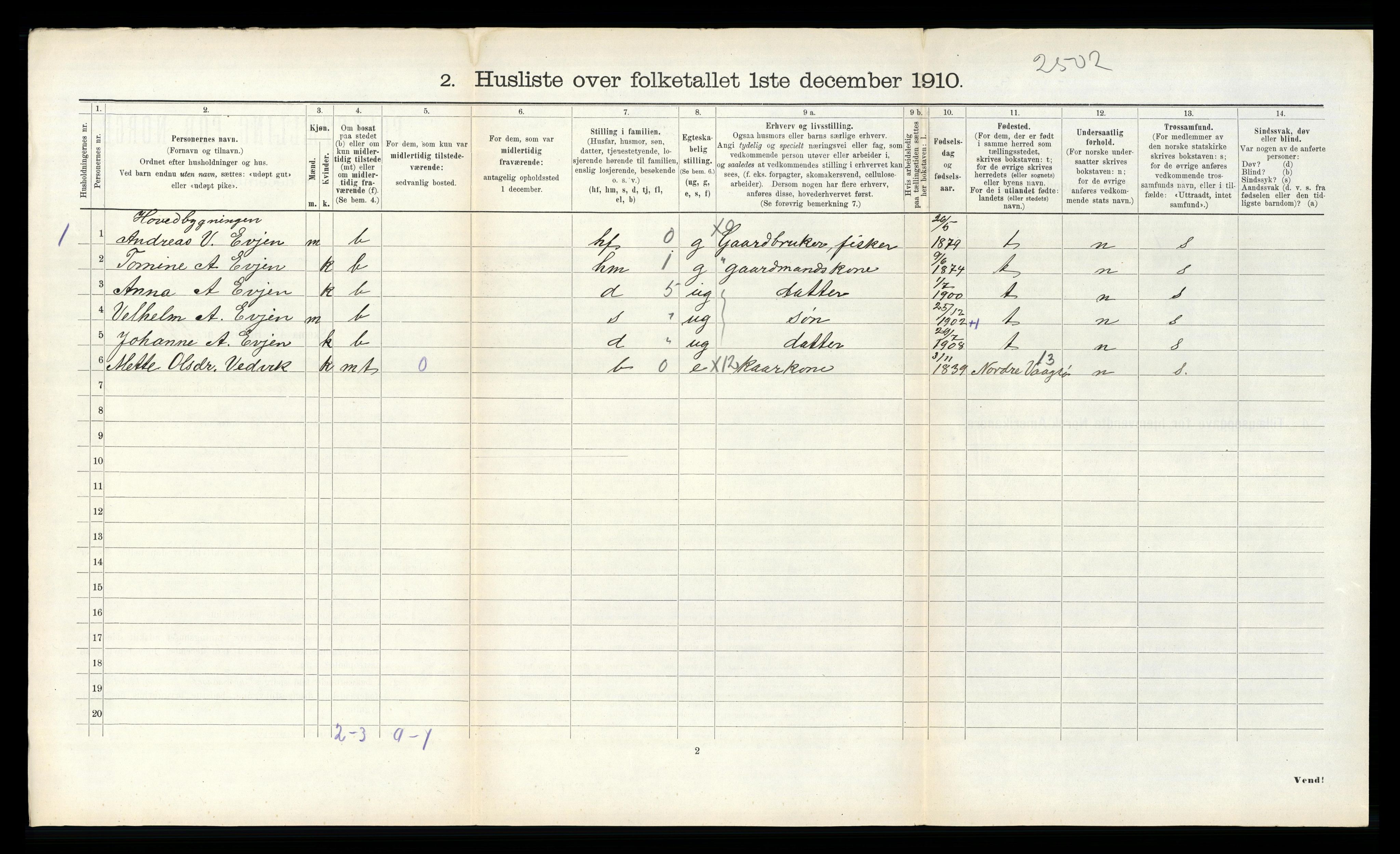 RA, 1910 census for Sør-Vågsøy, 1910, p. 137