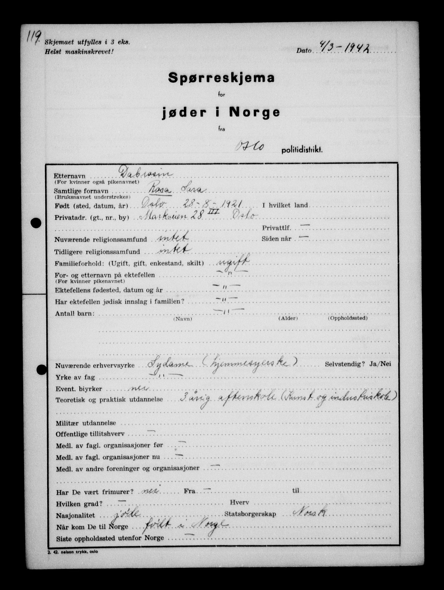 Statspolitiet - Hovedkontoret / Osloavdelingen, AV/RA-S-1329/G/Ga/L0009: Spørreskjema for jøder i Norge, Oslo Alexander-Gutman, 1942, p. 358