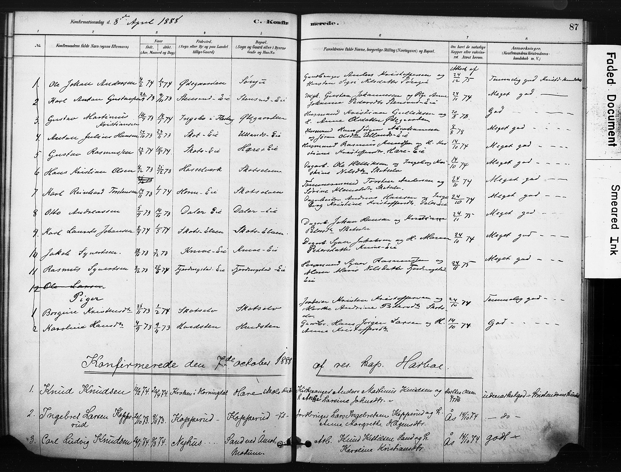 Eiker kirkebøker, AV/SAKO-A-4/F/Fc/L0001: Parish register (official) no. III 1, 1878-1889, p. 87