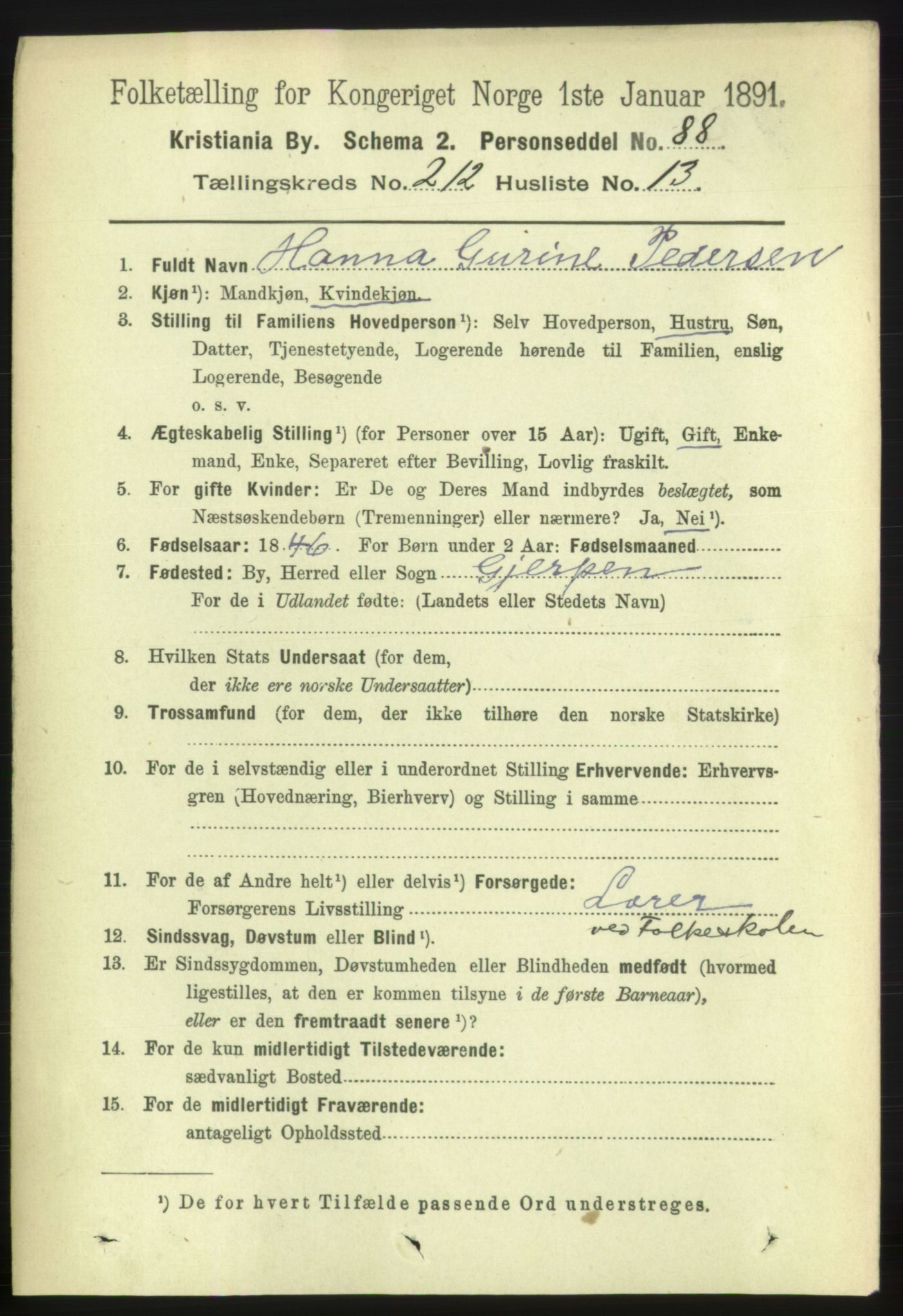 RA, 1891 census for 0301 Kristiania, 1891, p. 126945