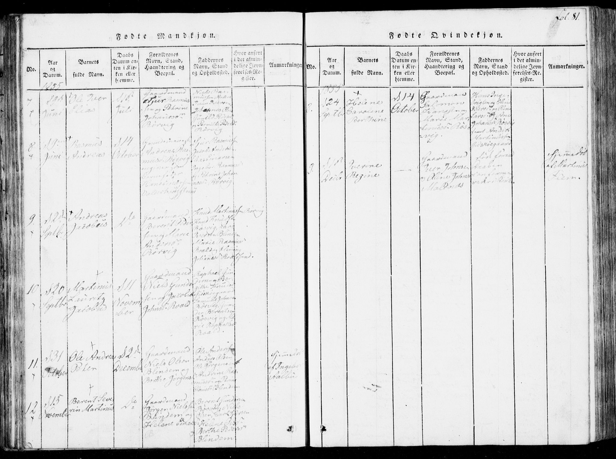 Ministerialprotokoller, klokkerbøker og fødselsregistre - Møre og Romsdal, SAT/A-1454/537/L0517: Parish register (official) no. 537A01, 1818-1862, p. 81