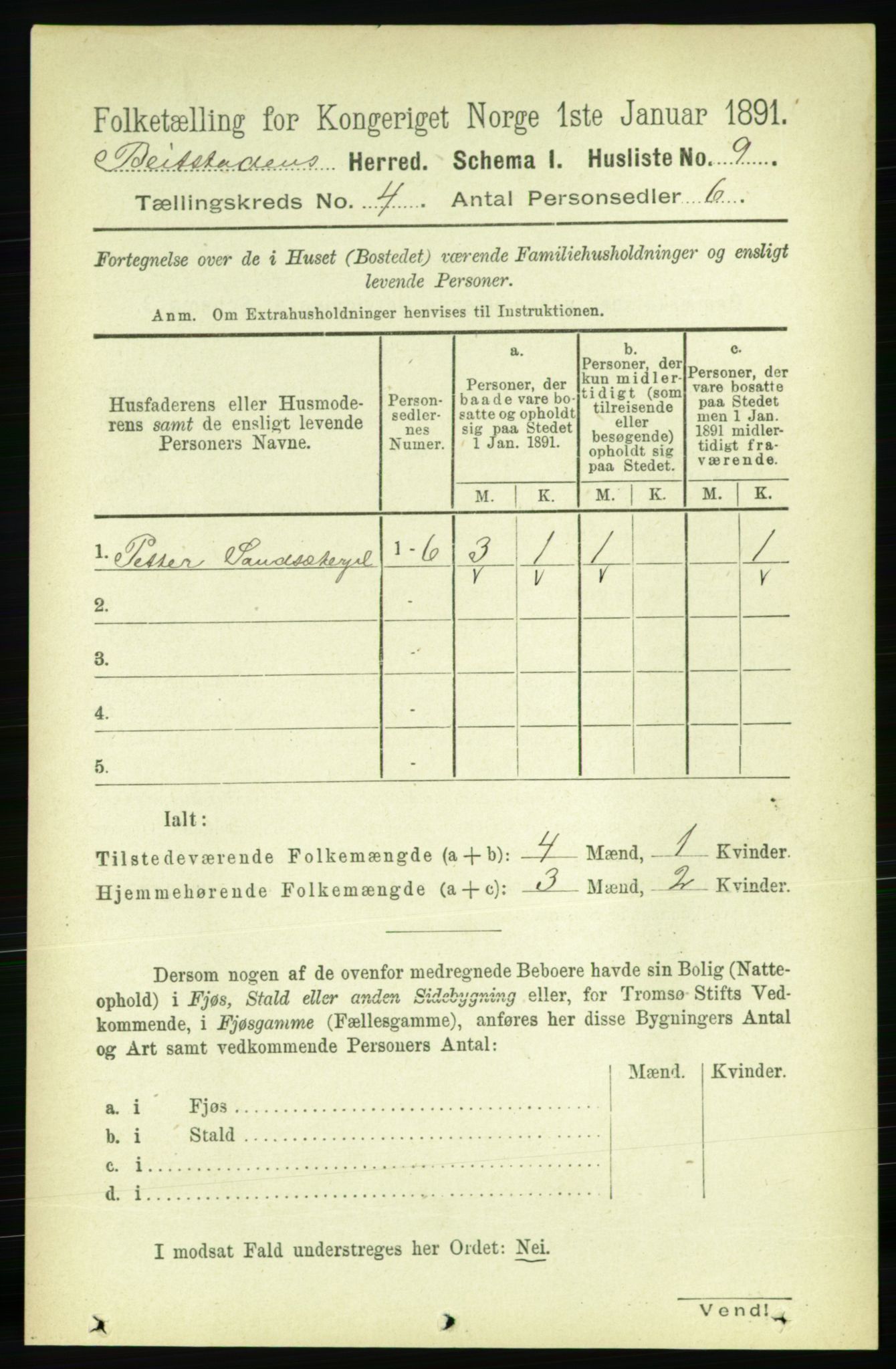 RA, 1891 census for 1727 Beitstad, 1891, p. 974