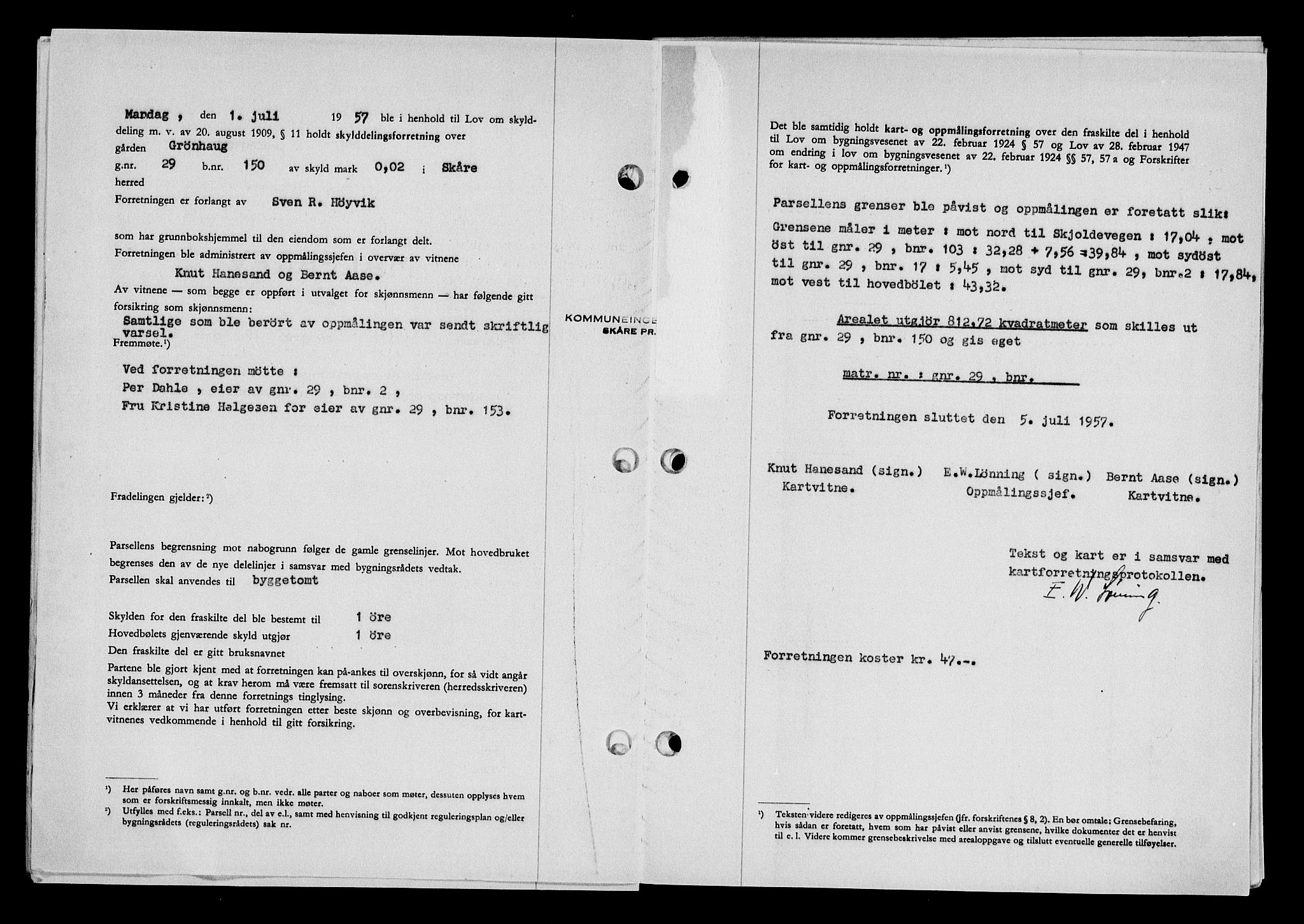 Karmsund sorenskriveri, SAST/A-100311/01/II/IIB/L0125: Mortgage book no. 105A, 1957-1957, Diary no: : 2265/1957