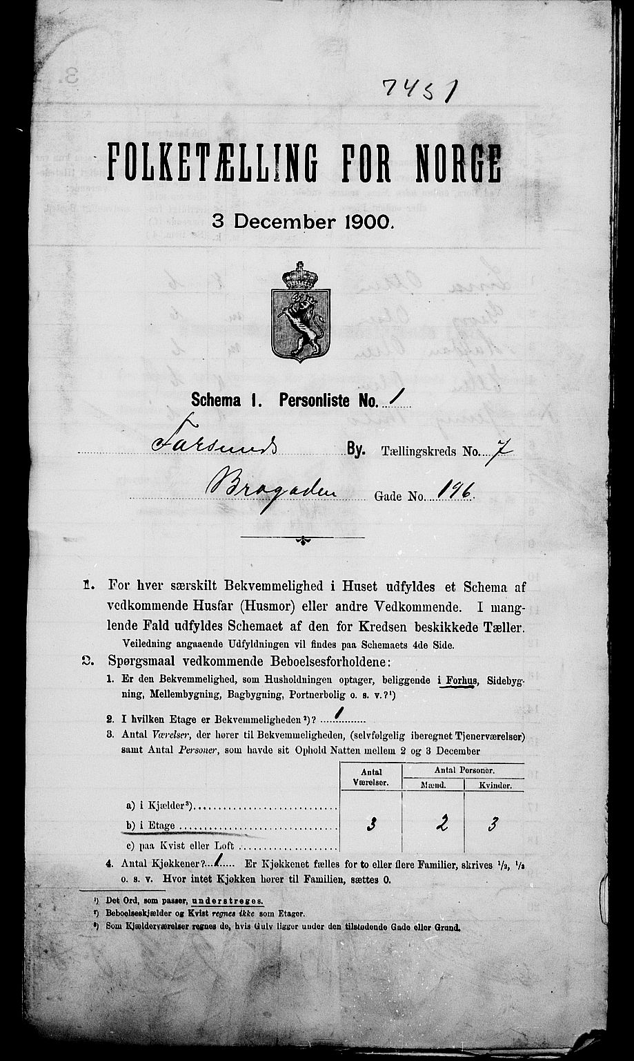 SAK, 1900 census for Farsund, 1900, p. 28