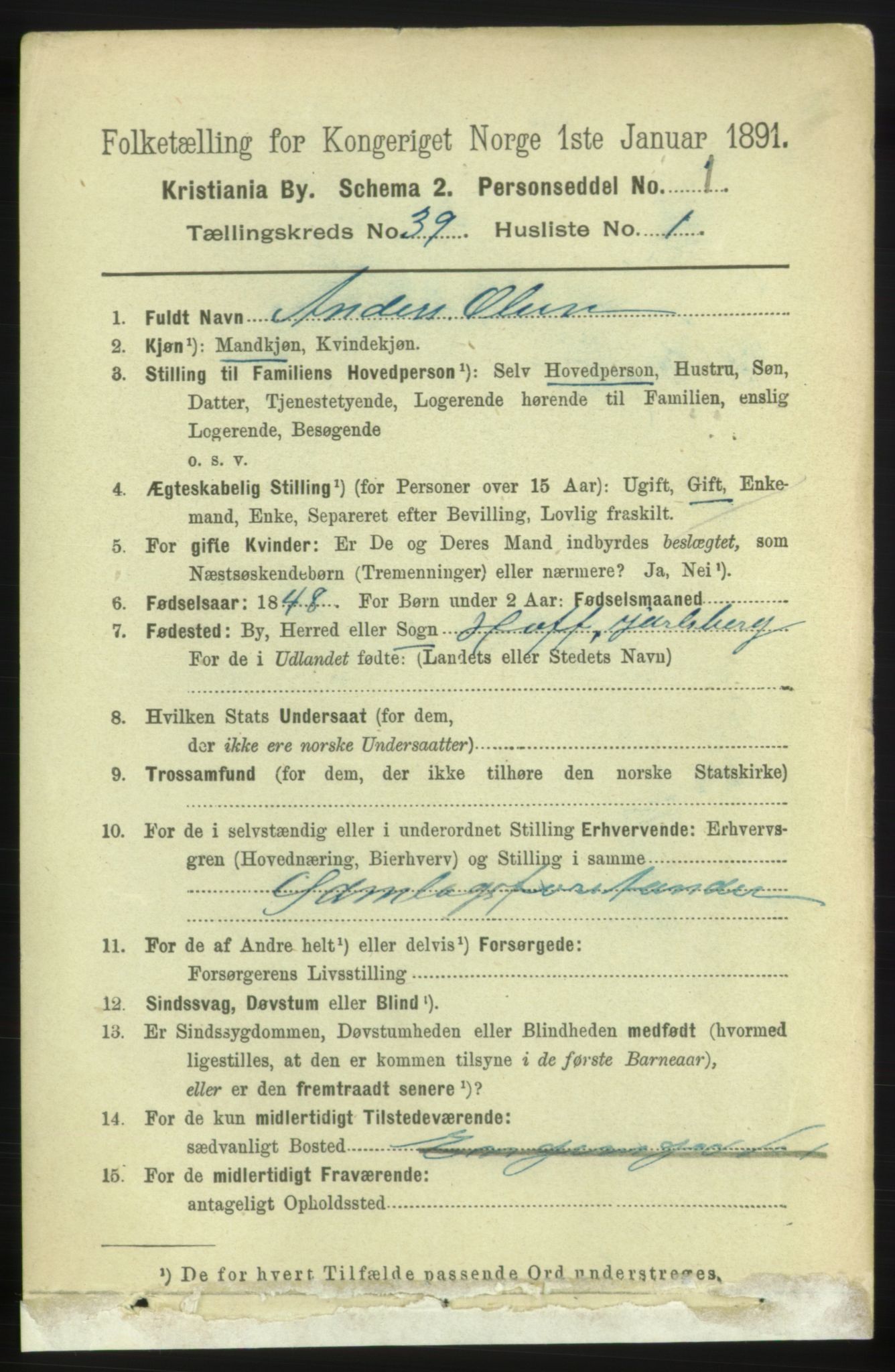 RA, 1891 census for 0301 Kristiania, 1891, p. 21954