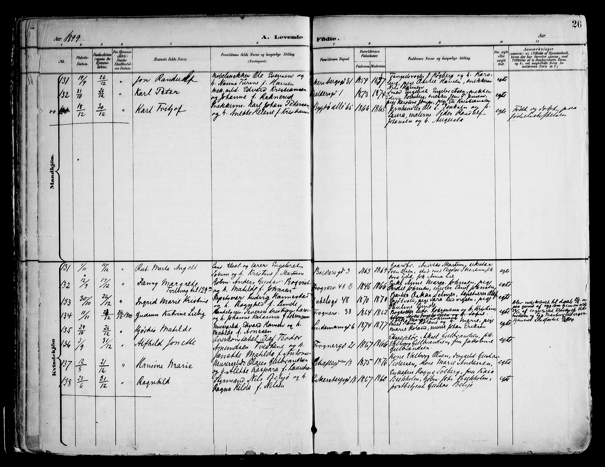 Frogner prestekontor Kirkebøker, SAO/A-10886/F/Fa/L0002: Parish register (official) no. 2, 1897-1917, p. 26