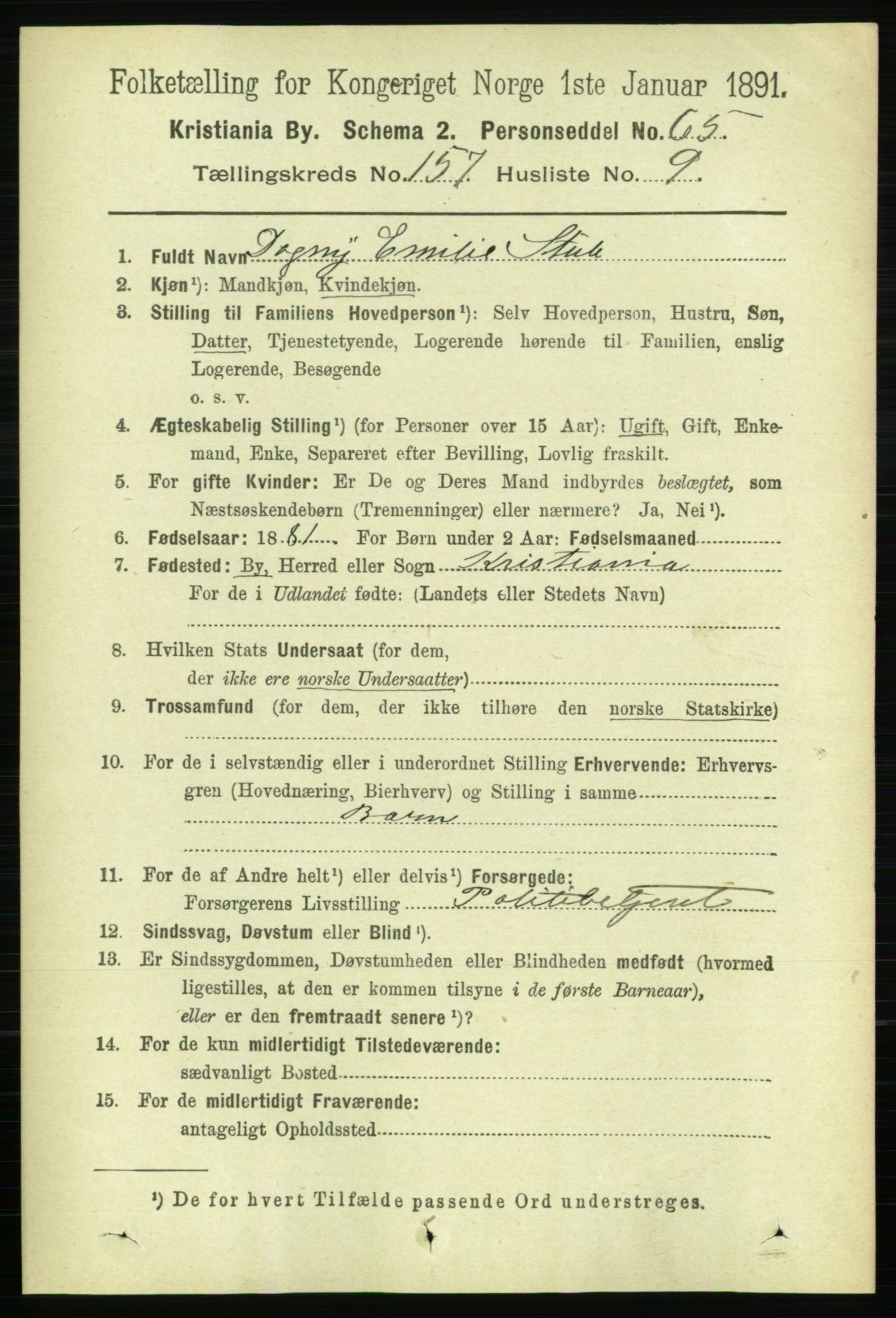 RA, 1891 census for 0301 Kristiania, 1891, p. 89444