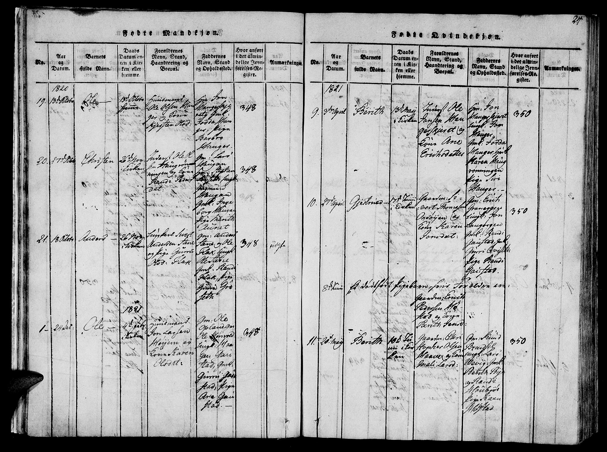 Ministerialprotokoller, klokkerbøker og fødselsregistre - Sør-Trøndelag, SAT/A-1456/612/L0372: Parish register (official) no. 612A06 /1, 1816-1828, p. 24