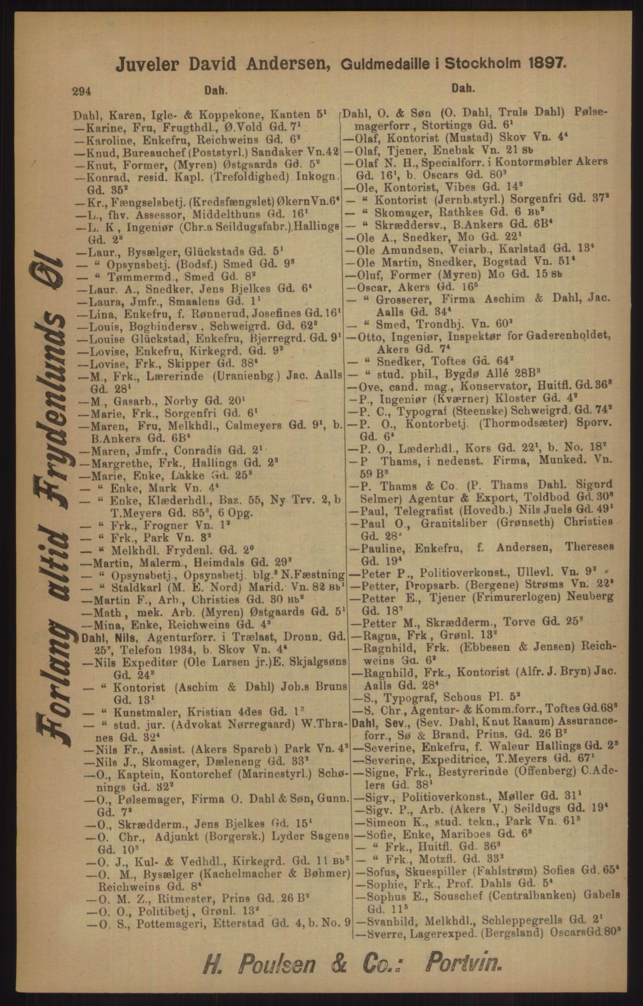 Kristiania/Oslo adressebok, PUBL/-, 1905, p. 294