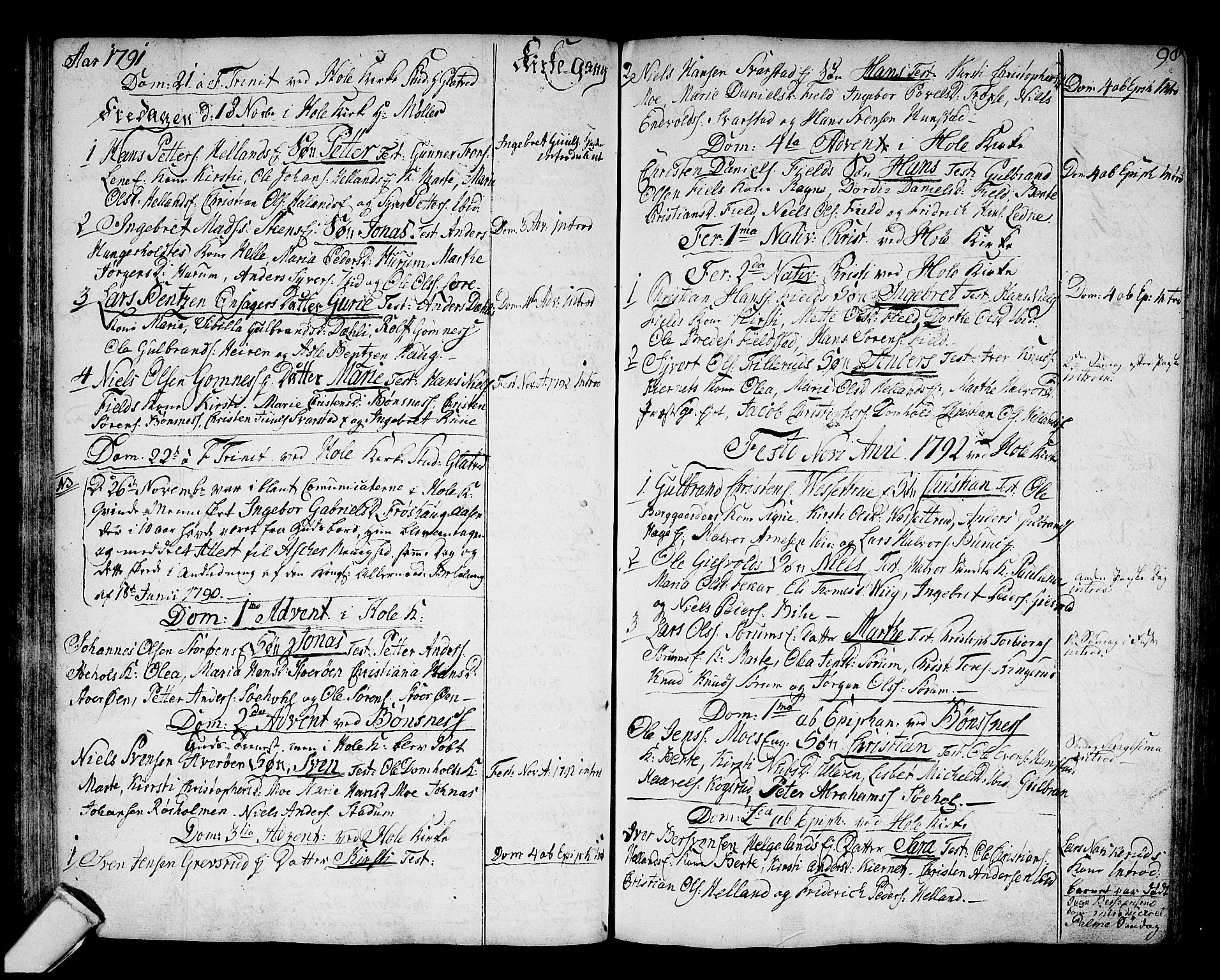 Hole kirkebøker, SAKO/A-228/F/Fa/L0002: Parish register (official) no. I 2, 1766-1814, p. 98