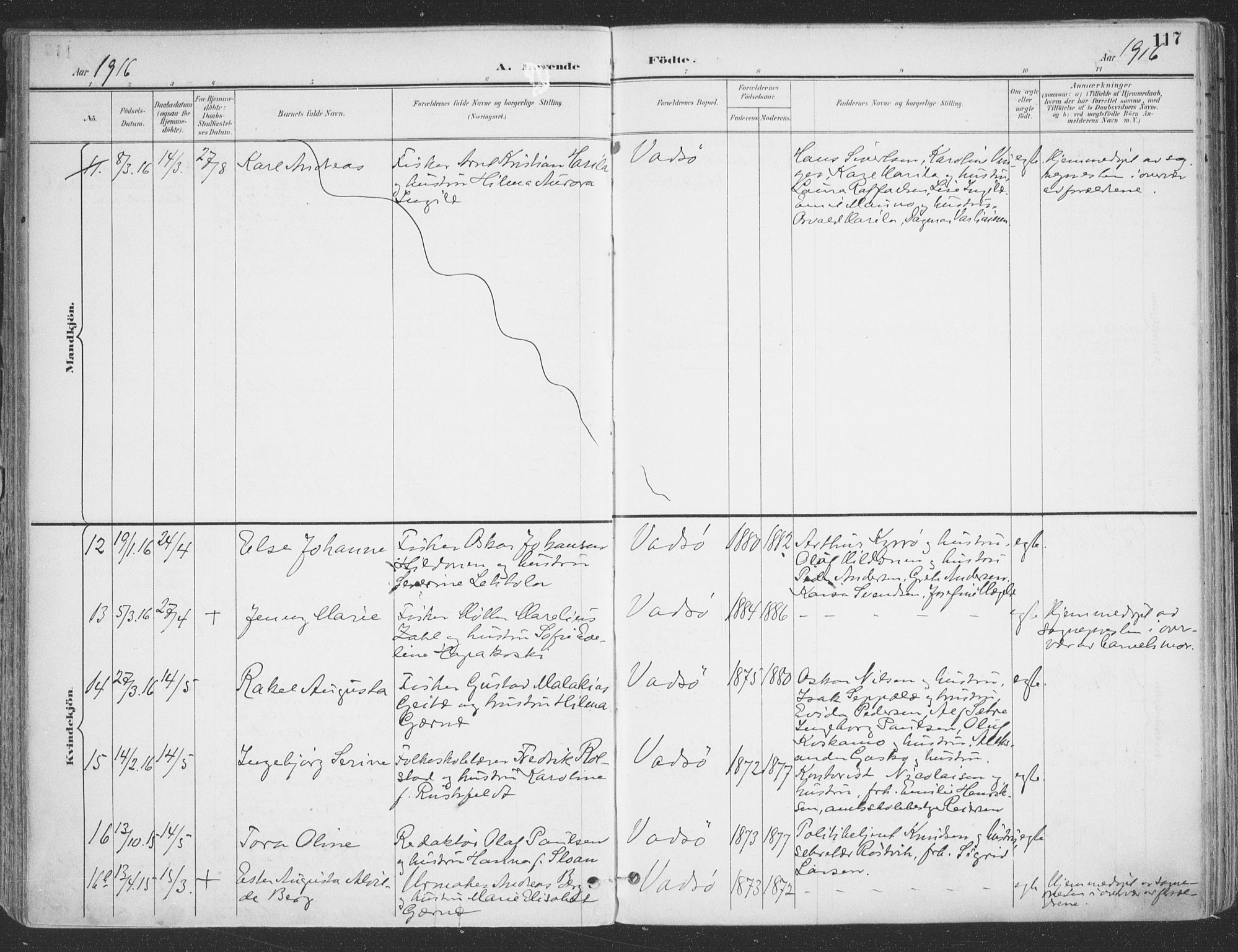 Vadsø sokneprestkontor, AV/SATØ-S-1325/H/Ha/L0007kirke: Parish register (official) no. 7, 1896-1916, p. 117