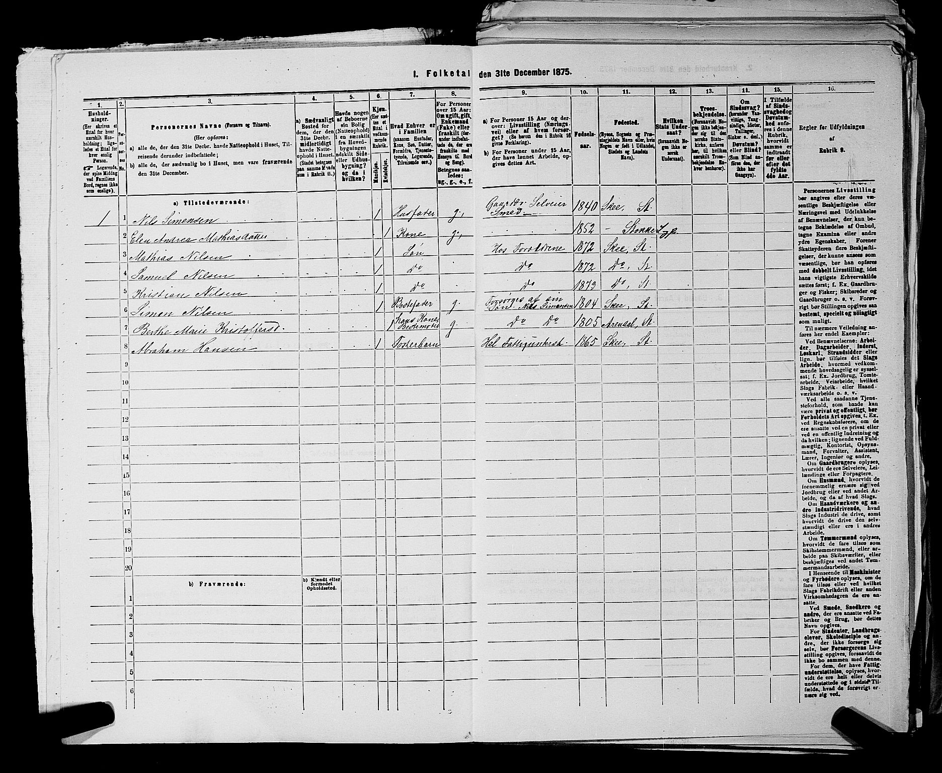 SAKO, 1875 census for 0720P Stokke, 1875, p. 1114