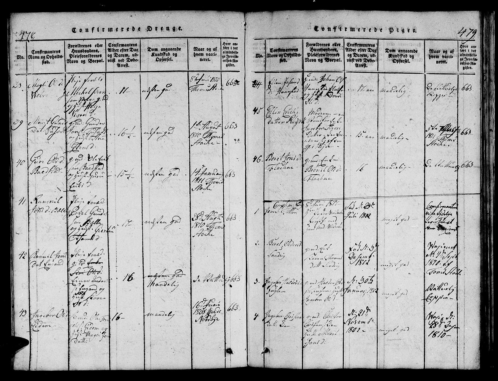 Ministerialprotokoller, klokkerbøker og fødselsregistre - Sør-Trøndelag, AV/SAT-A-1456/695/L1152: Parish register (copy) no. 695C03, 1816-1831, p. 478-479