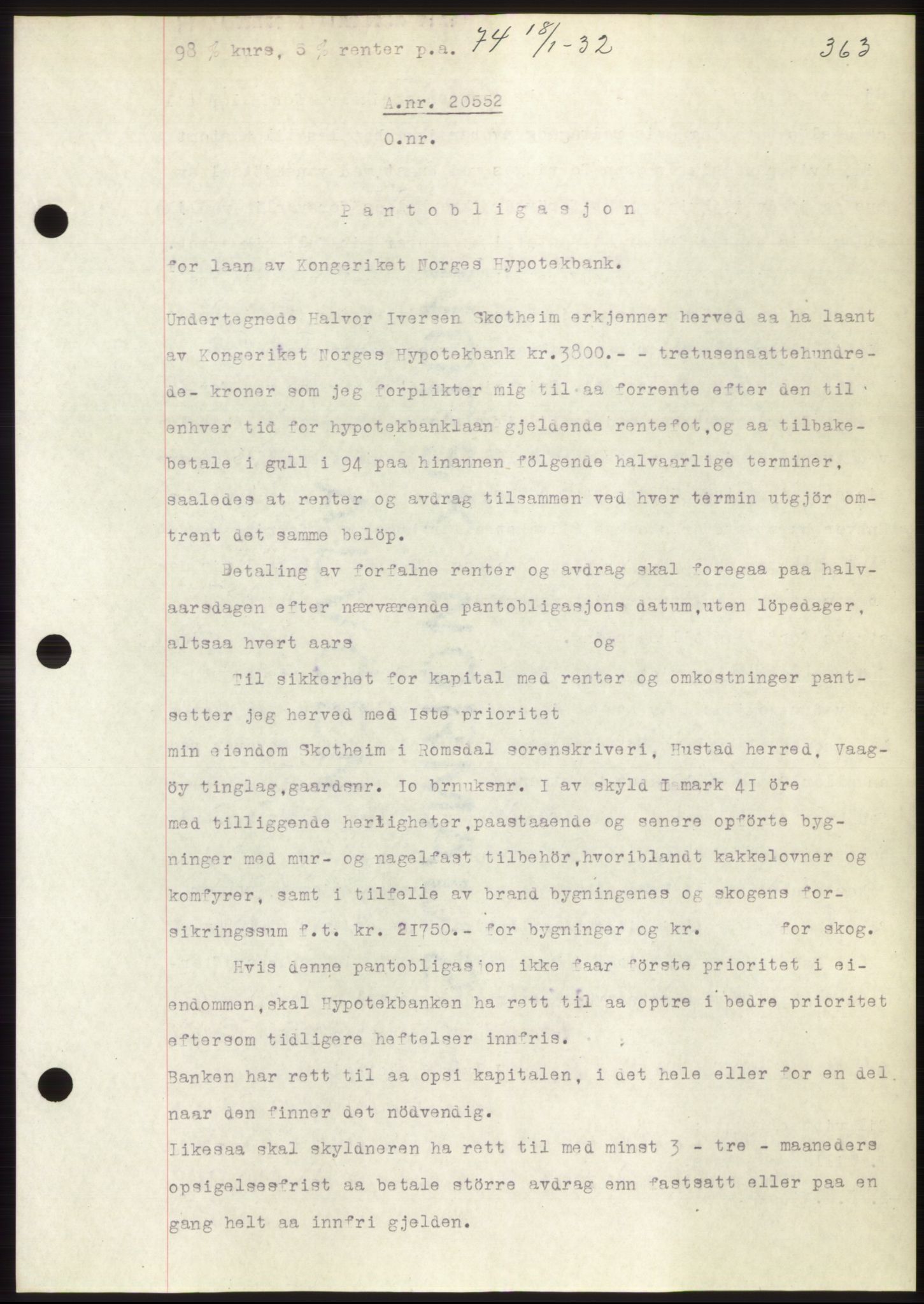 Romsdal sorenskriveri, AV/SAT-A-4149/1/2/2C/L0060: Mortgage book no. 54, 1931-1932, Deed date: 18.01.1932