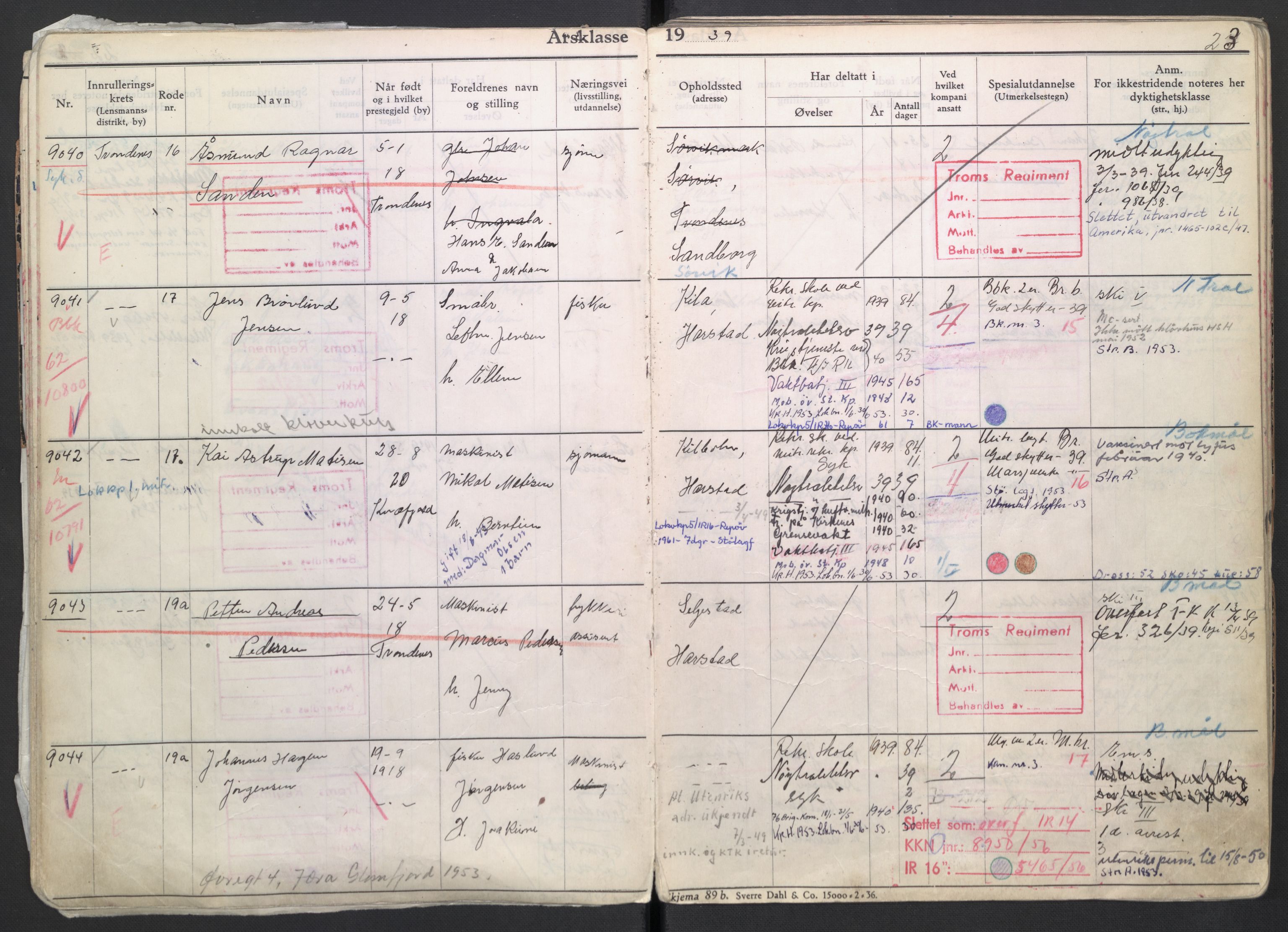 Forsvaret, Troms infanteriregiment nr. 16, AV/RA-RAFA-3146/P/Pa/L0007/0004: Ruller / Rulle for regimentets menige mannskaper, årsklasse 1939, 1939, p. 23