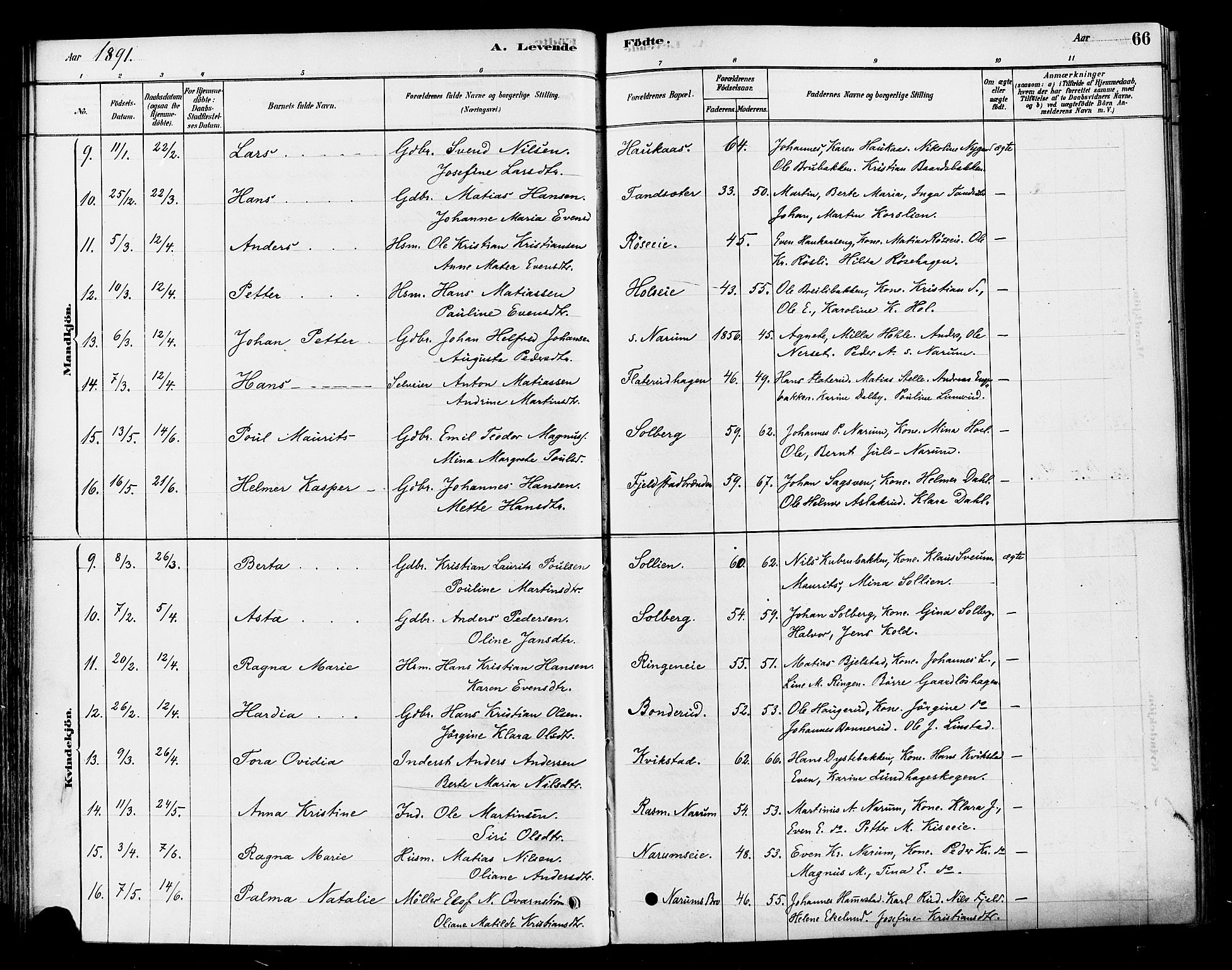 Vestre Toten prestekontor, AV/SAH-PREST-108/H/Ha/Haa/L0010: Parish register (official) no. 10, 1878-1894, p. 66