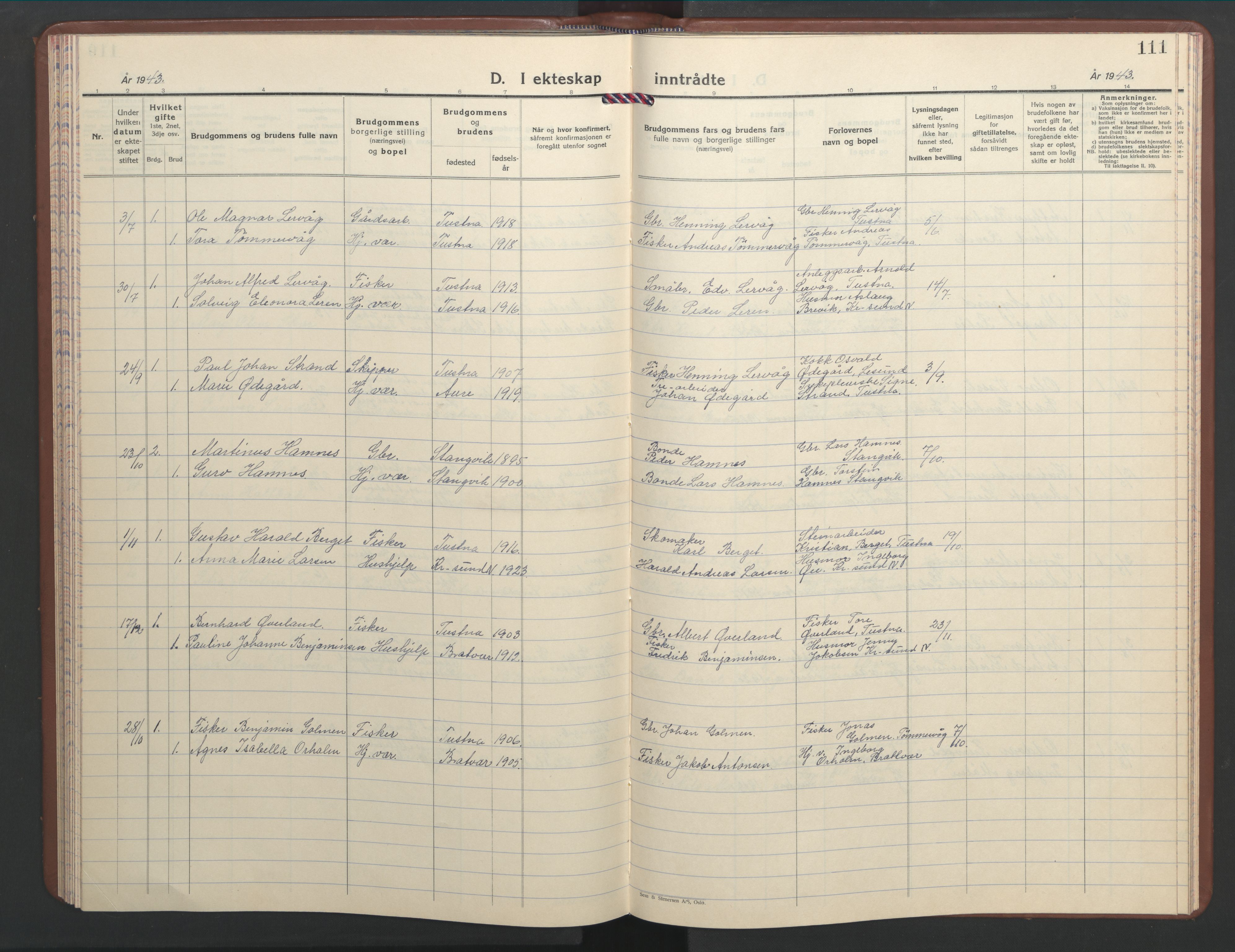 Ministerialprotokoller, klokkerbøker og fødselsregistre - Møre og Romsdal, AV/SAT-A-1454/577/L0898: Parish register (copy) no. 577C02, 1939-1948, p. 111