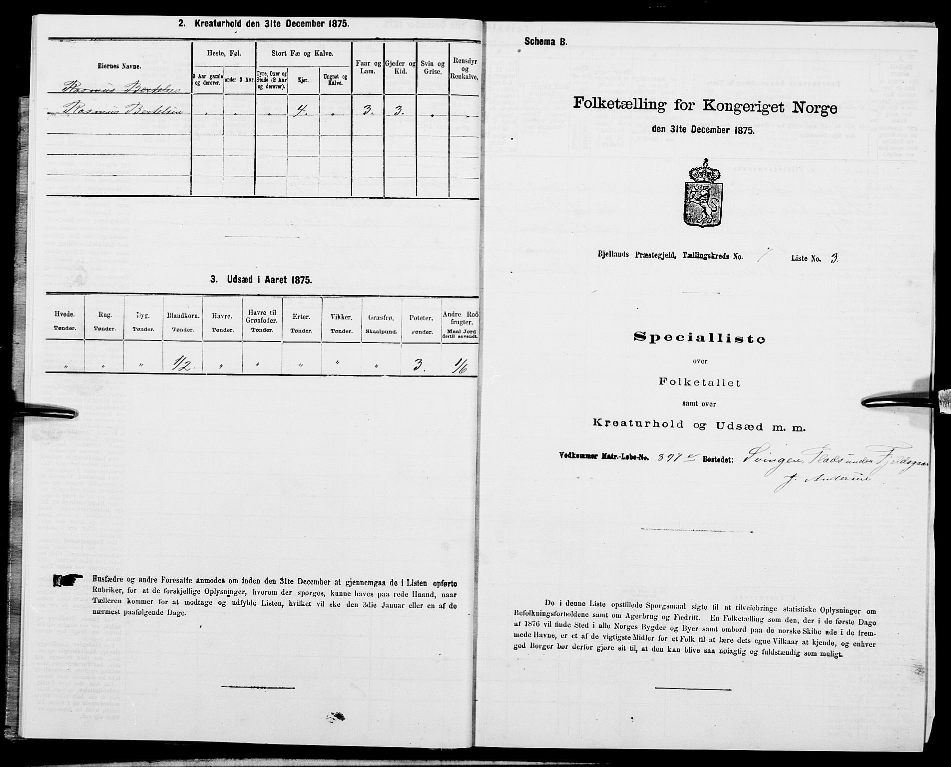 SAK, 1875 census for 1024P Bjelland, 1875, p. 759