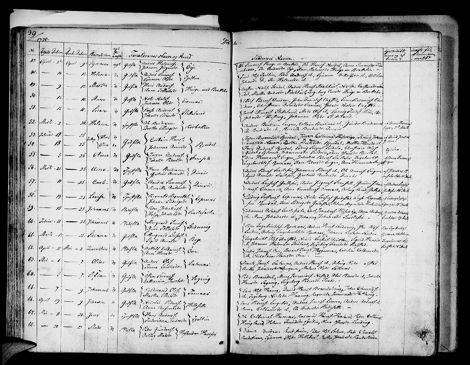 Fjaler sokneprestembete, AV/SAB-A-79801/H/Haa/Haaa/L0005: Parish register (official) no. A 5, 1821-1835, p. 39