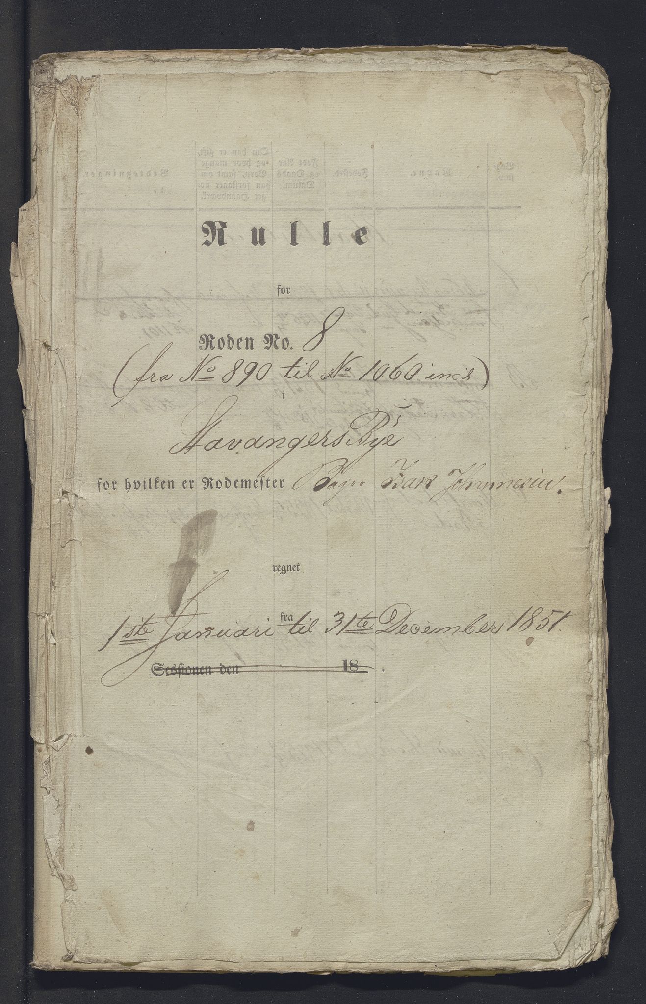 Innrulleringssjefen i Bergen, Avd. III. Bergen og Stavanger 1805-1850, SAB/A-100467/H/Ha/L0009: Mannskapsruller, 1851-1852, p. 197