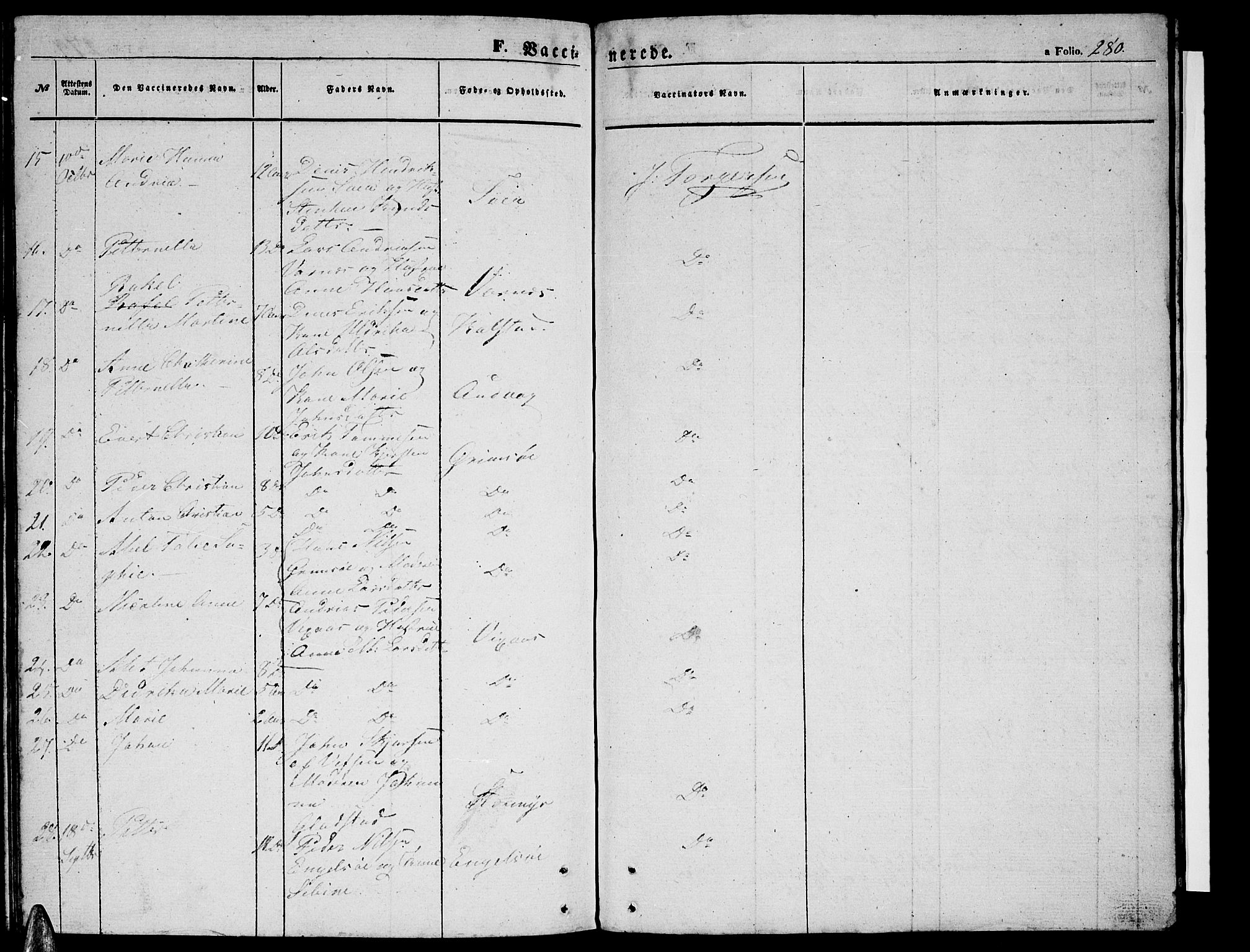 Ministerialprotokoller, klokkerbøker og fødselsregistre - Nordland, AV/SAT-A-1459/816/L0251: Parish register (copy) no. 816C01, 1852-1870, p. 280