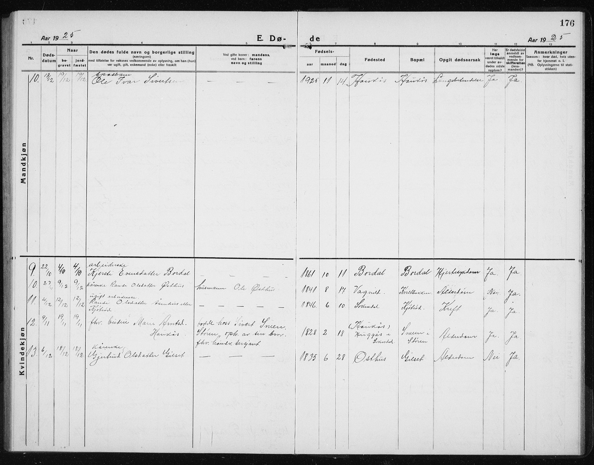 Ministerialprotokoller, klokkerbøker og fødselsregistre - Sør-Trøndelag, SAT/A-1456/689/L1045: Parish register (copy) no. 689C04, 1923-1940, p. 176
