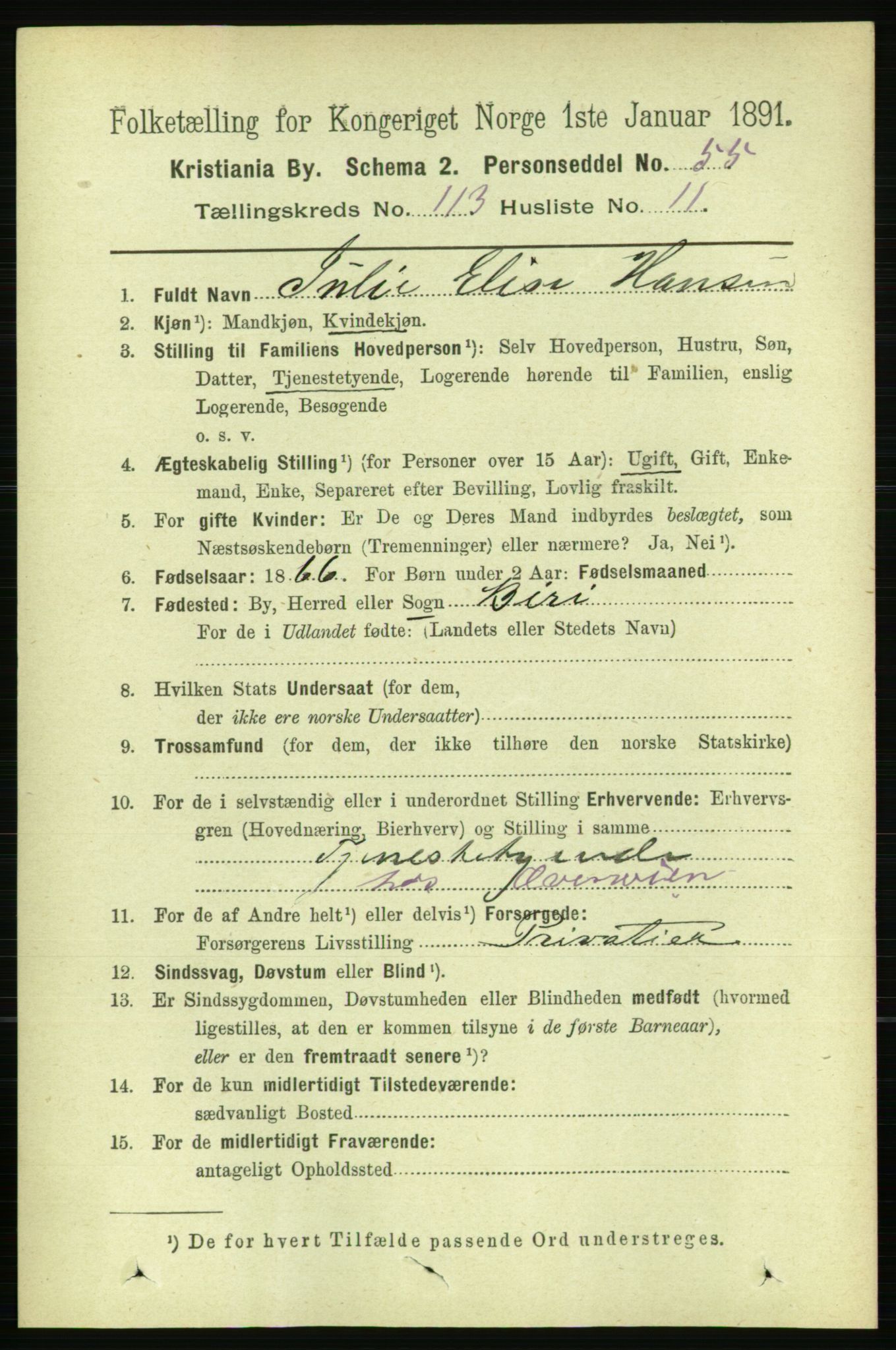 RA, 1891 census for 0301 Kristiania, 1891, p. 60330