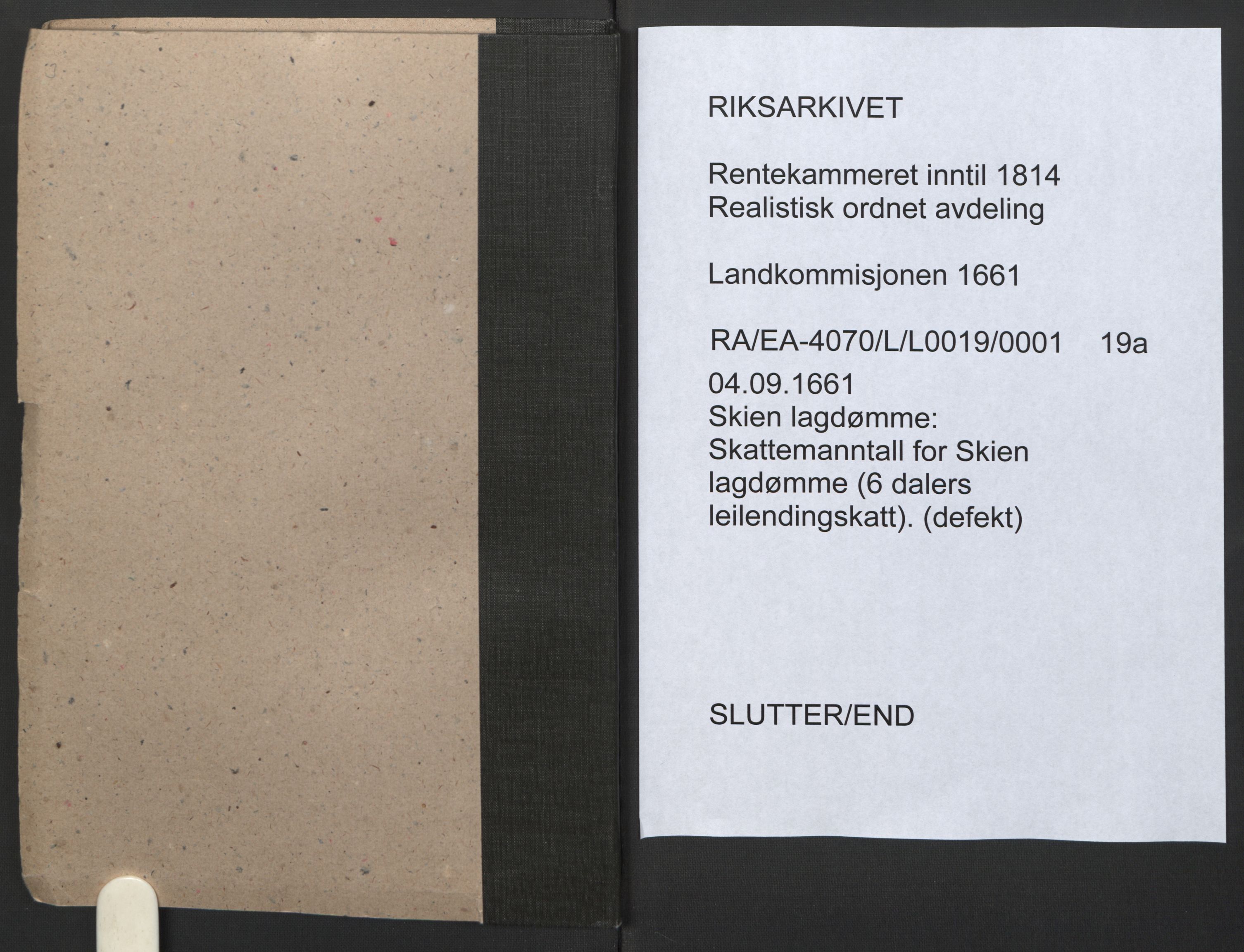 Rentekammeret inntil 1814, Realistisk ordnet avdeling, AV/RA-EA-4070/L/L0019/0001: Skien lagdømme: / Skattemanntall for Skien lagdømme (6 dalers leilendingskatt), 1661