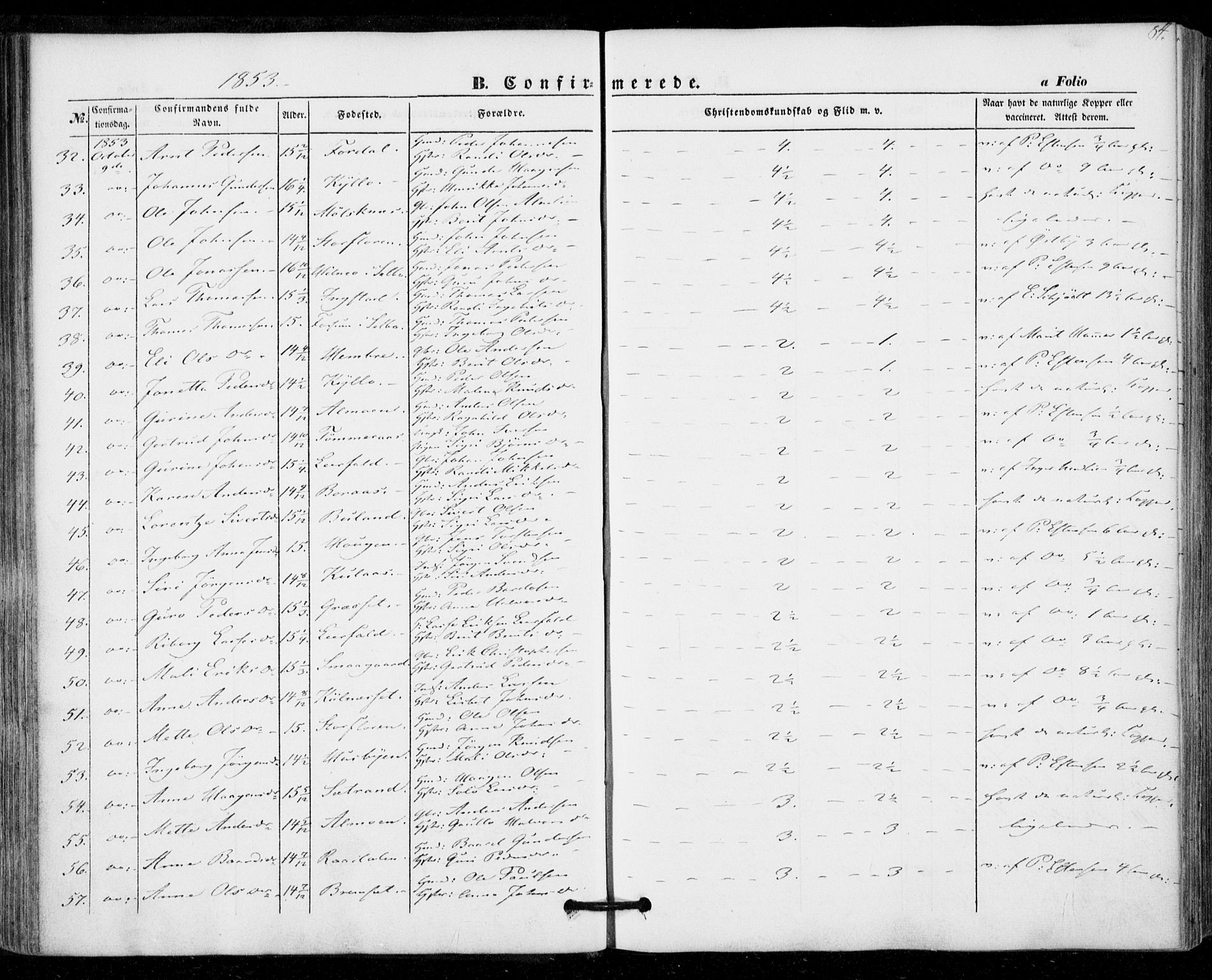 Ministerialprotokoller, klokkerbøker og fødselsregistre - Nord-Trøndelag, SAT/A-1458/703/L0028: Parish register (official) no. 703A01, 1850-1862, p. 84