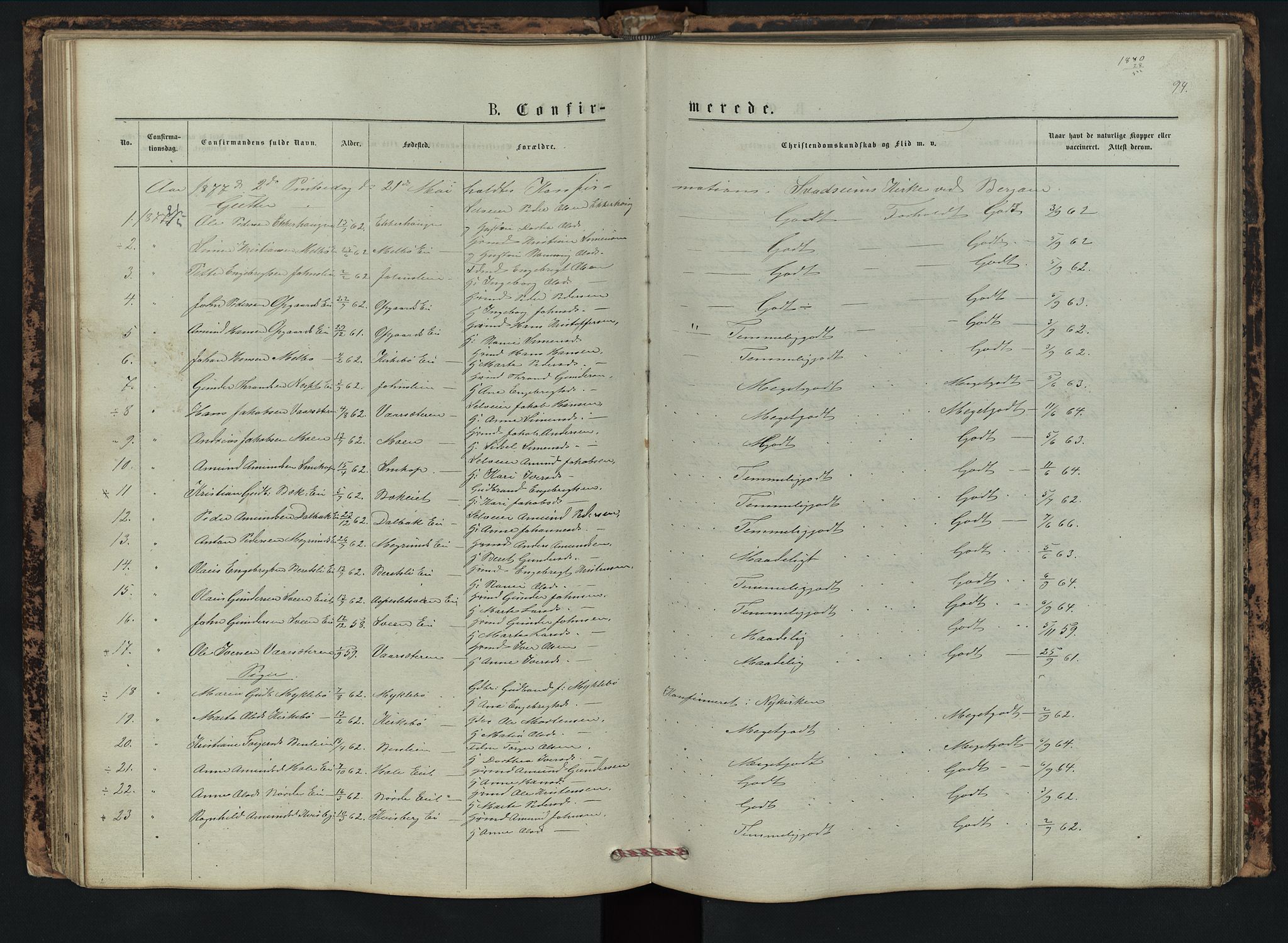 Vestre Gausdal prestekontor, SAH/PREST-094/H/Ha/Hab/L0002: Parish register (copy) no. 2, 1874-1897, p. 94