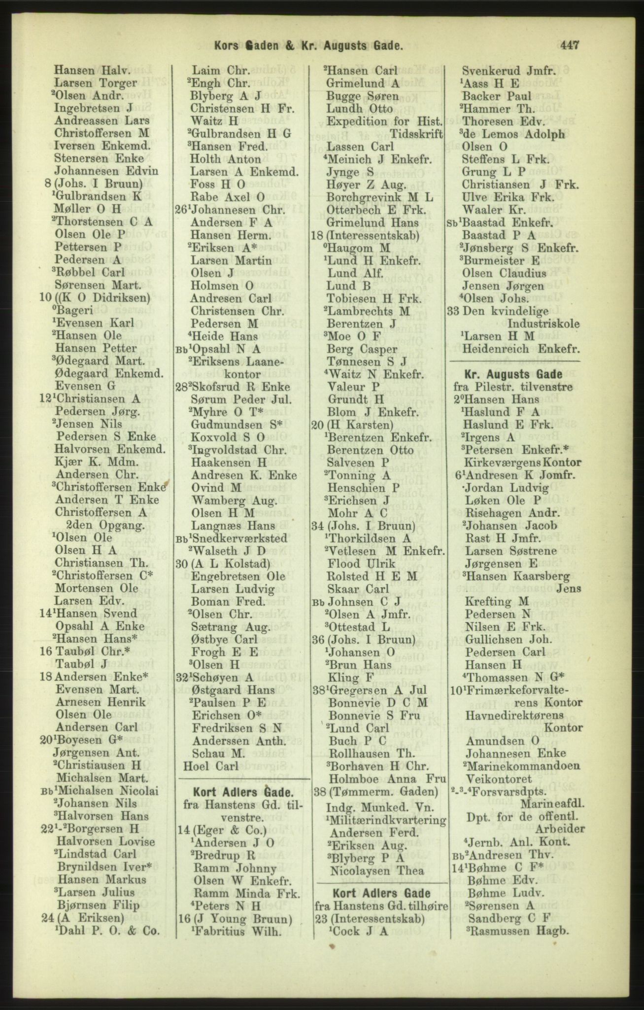 Kristiania/Oslo adressebok, PUBL/-, 1886, p. 447