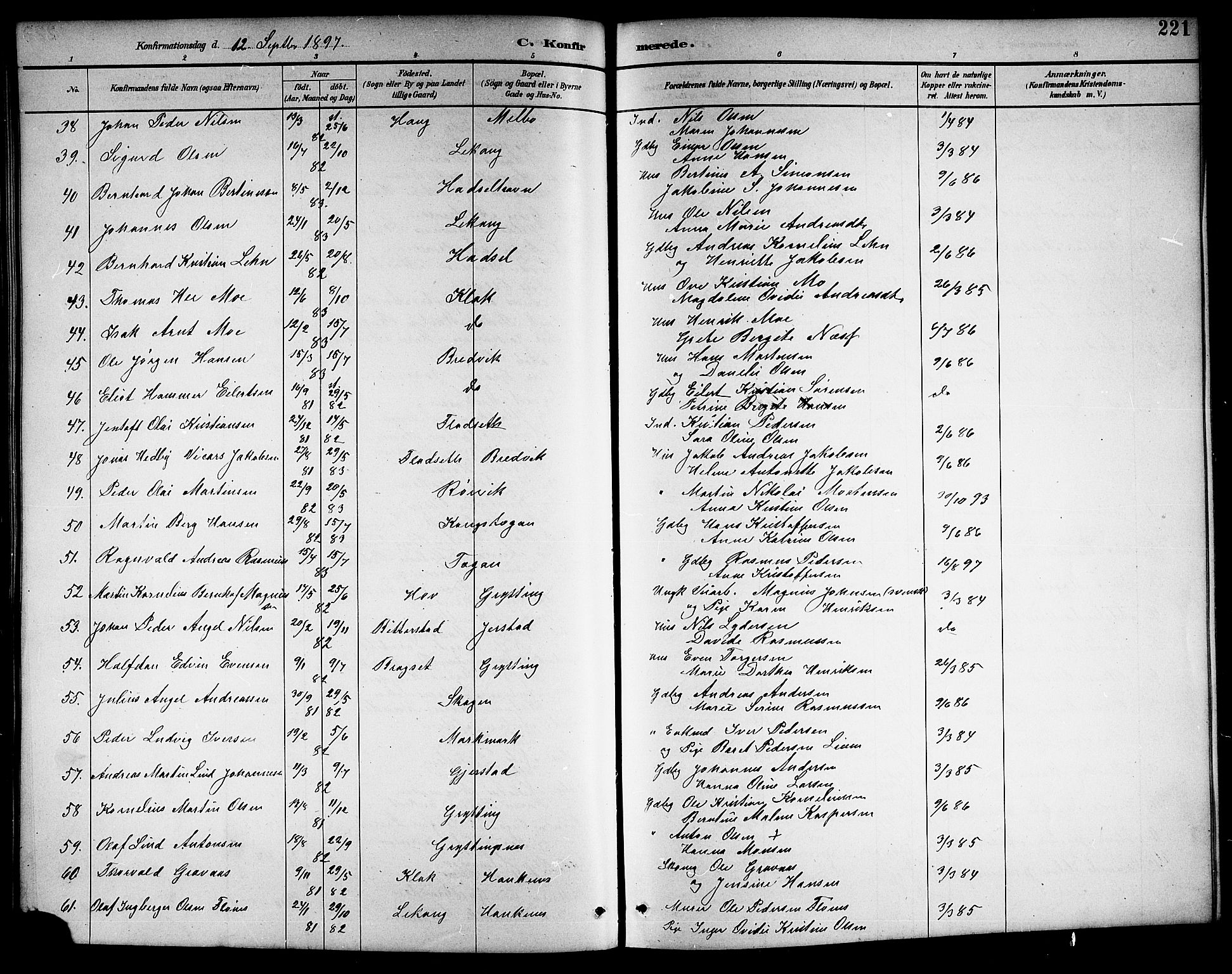 Ministerialprotokoller, klokkerbøker og fødselsregistre - Nordland, AV/SAT-A-1459/888/L1268: Parish register (copy) no. 888C06, 1891-1908, p. 221