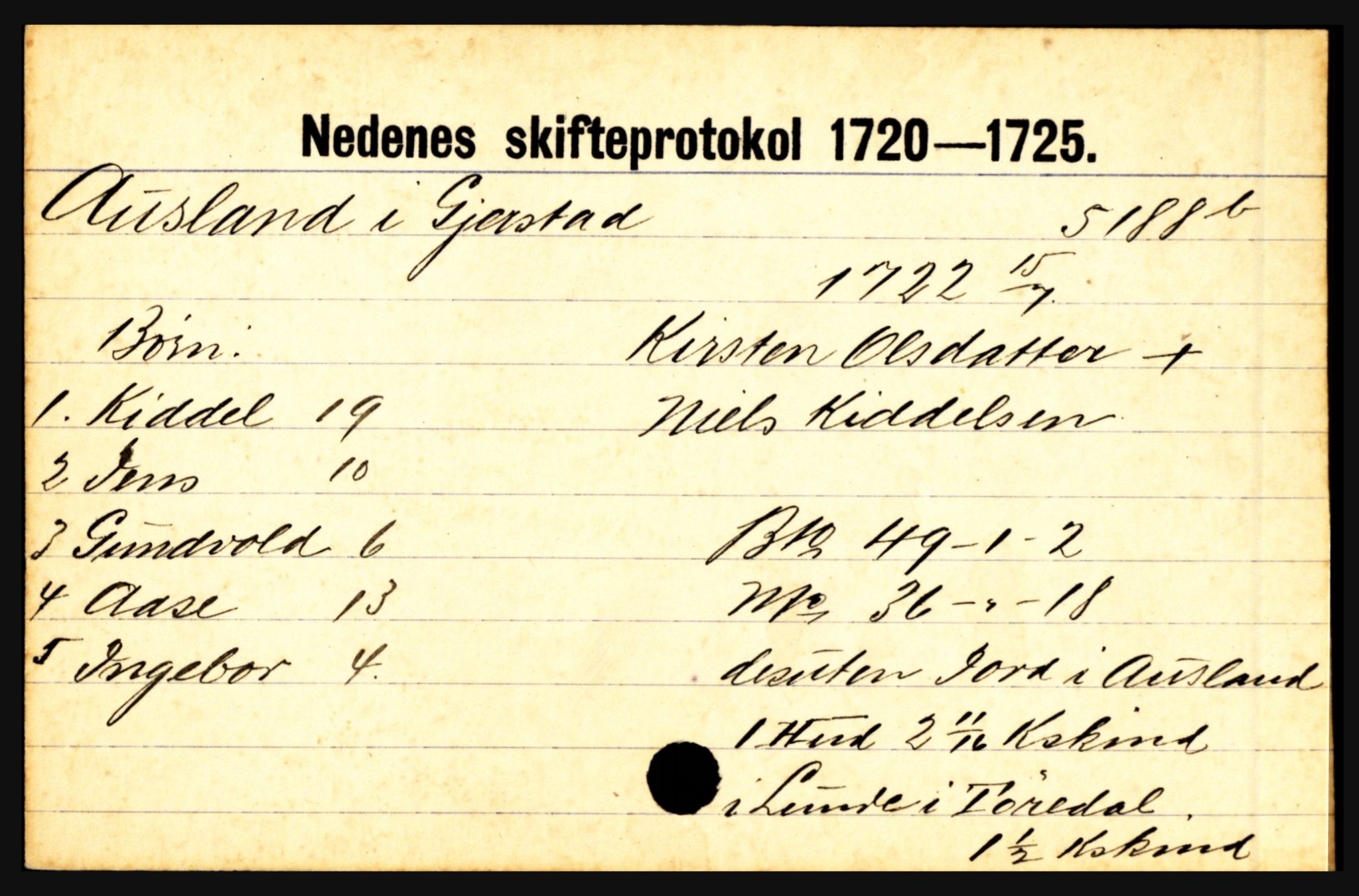 Nedenes sorenskriveri før 1824, SAK/1221-0007/H, p. 1441