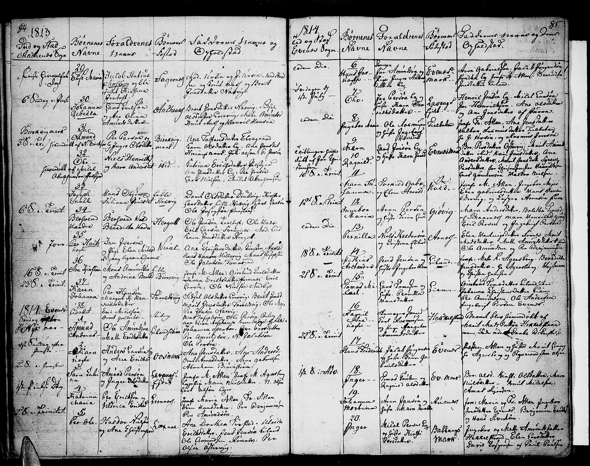 Ministerialprotokoller, klokkerbøker og fødselsregistre - Nordland, SAT/A-1459/863/L0893: Parish register (official) no. 863A05, 1794-1821, p. 84-85