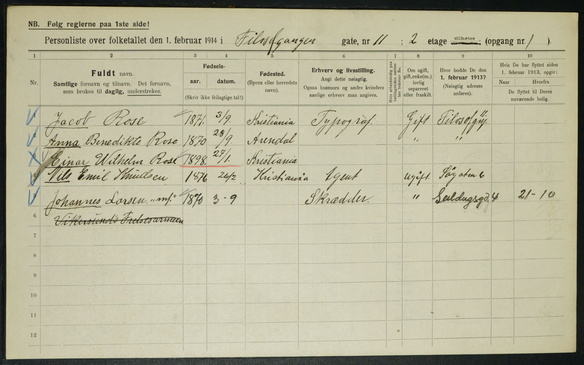 OBA, Municipal Census 1914 for Kristiania, 1914, p. 24440