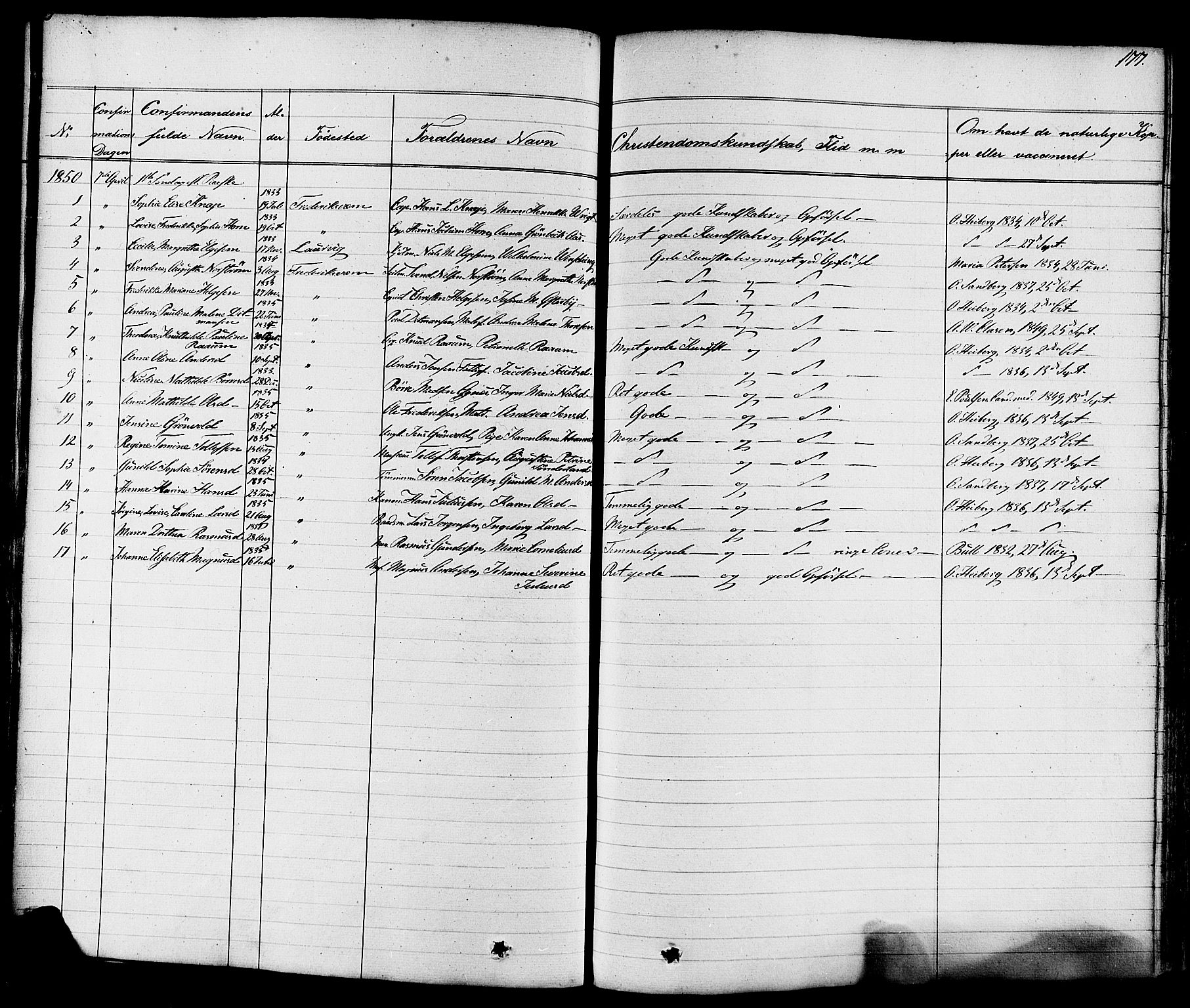 Stavern kirkebøker, AV/SAKO-A-318/F/Fa/L0007: Parish register (official) no. 7, 1840-1877, p. 177